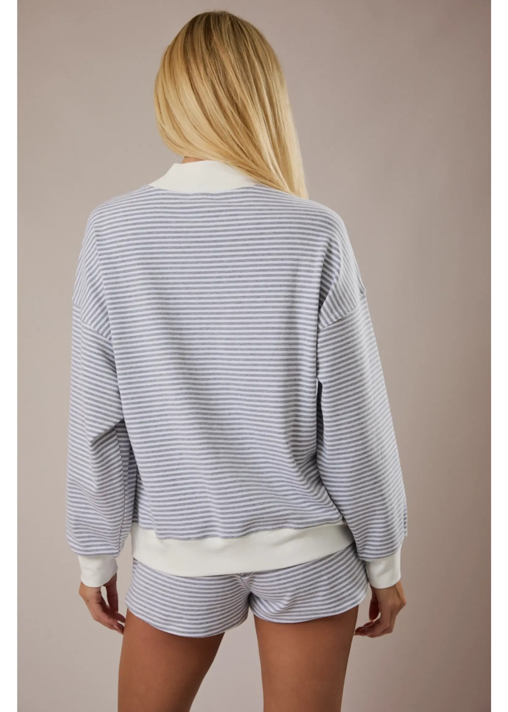 Le Lis Mock Neck Stripe Sweatshirt - PT6947-4