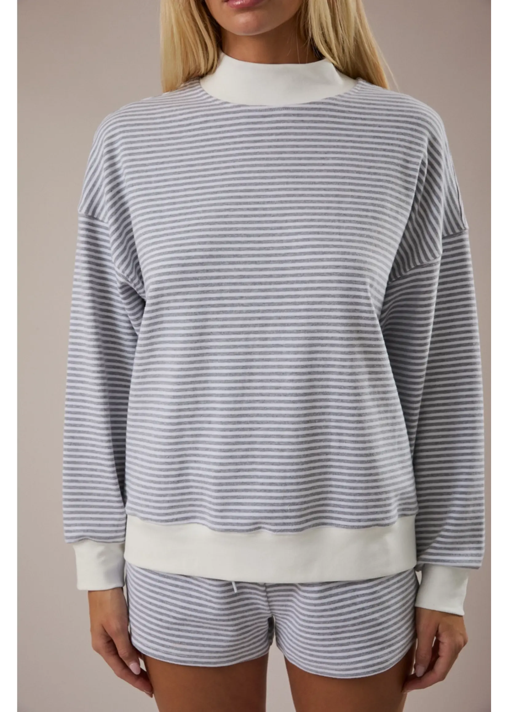 Le Lis Mock Neck Stripe Sweatshirt - PT6947-4