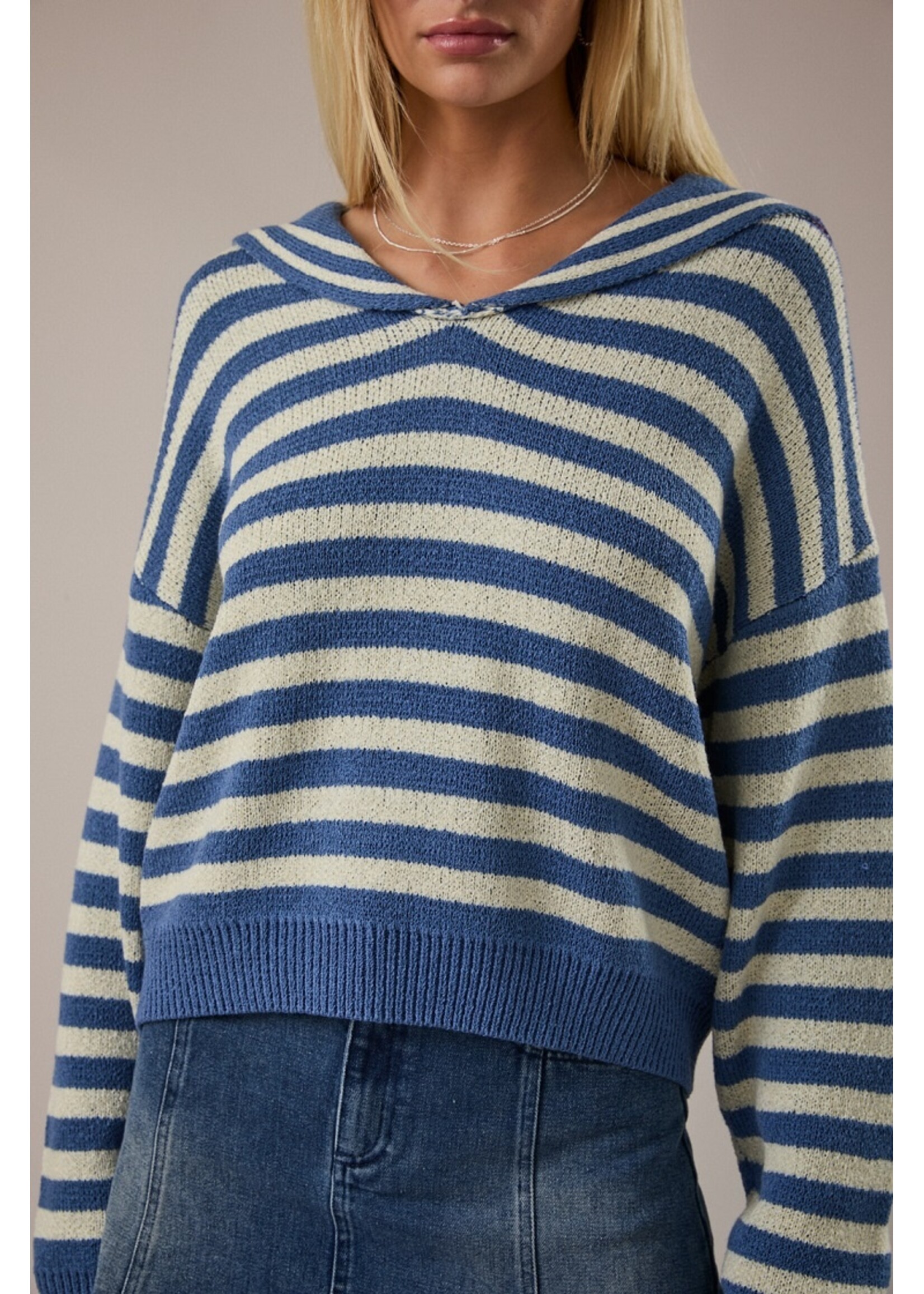 Le Lis Sailor Collar Stripe Sweater Top - SWT3505