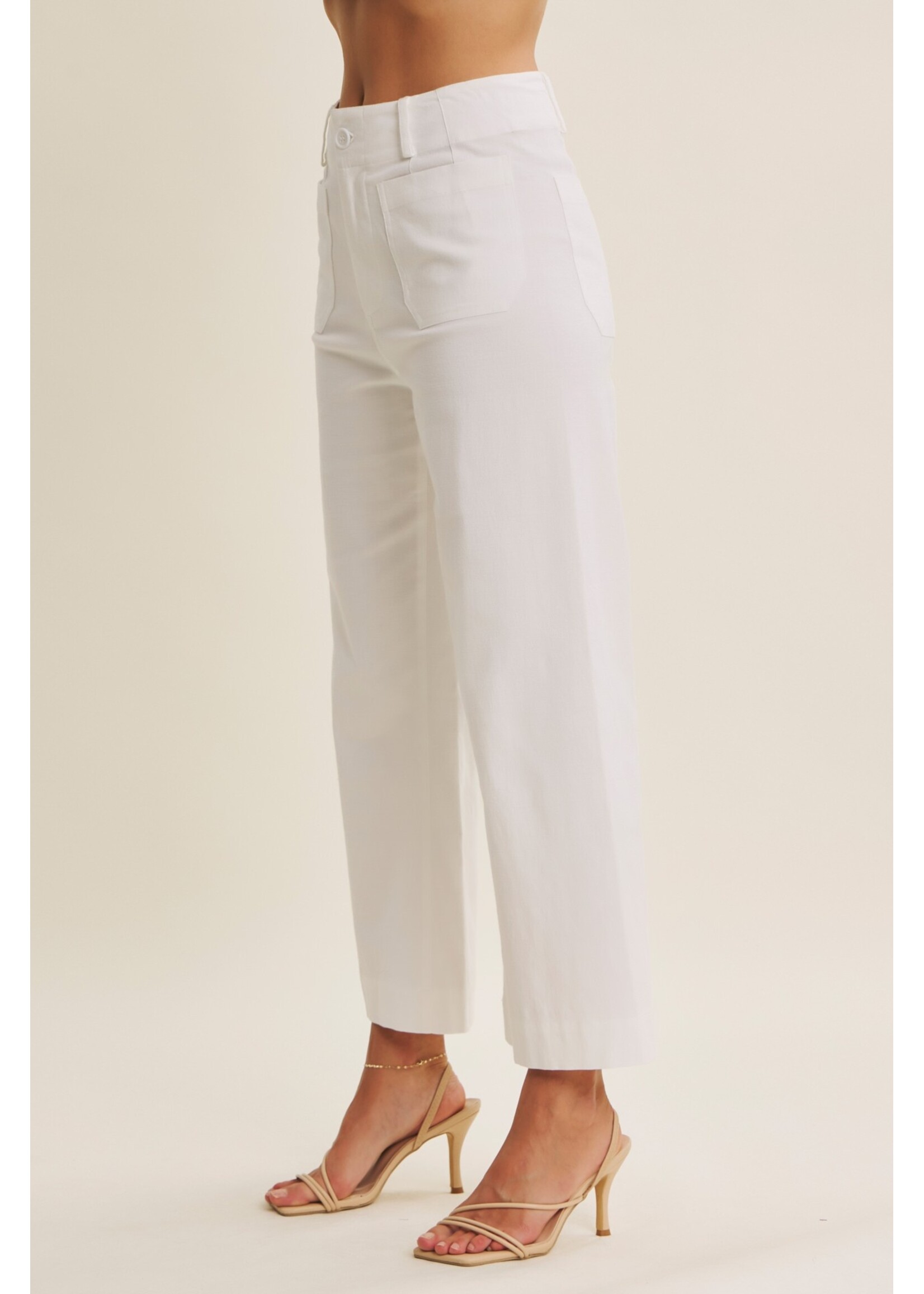 In February Seasonless Stretchy Cotton Linen Ankle Pants - 1667P