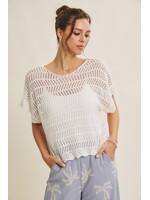 In February Airy Open Weave Crochet Sweater - E1999SW