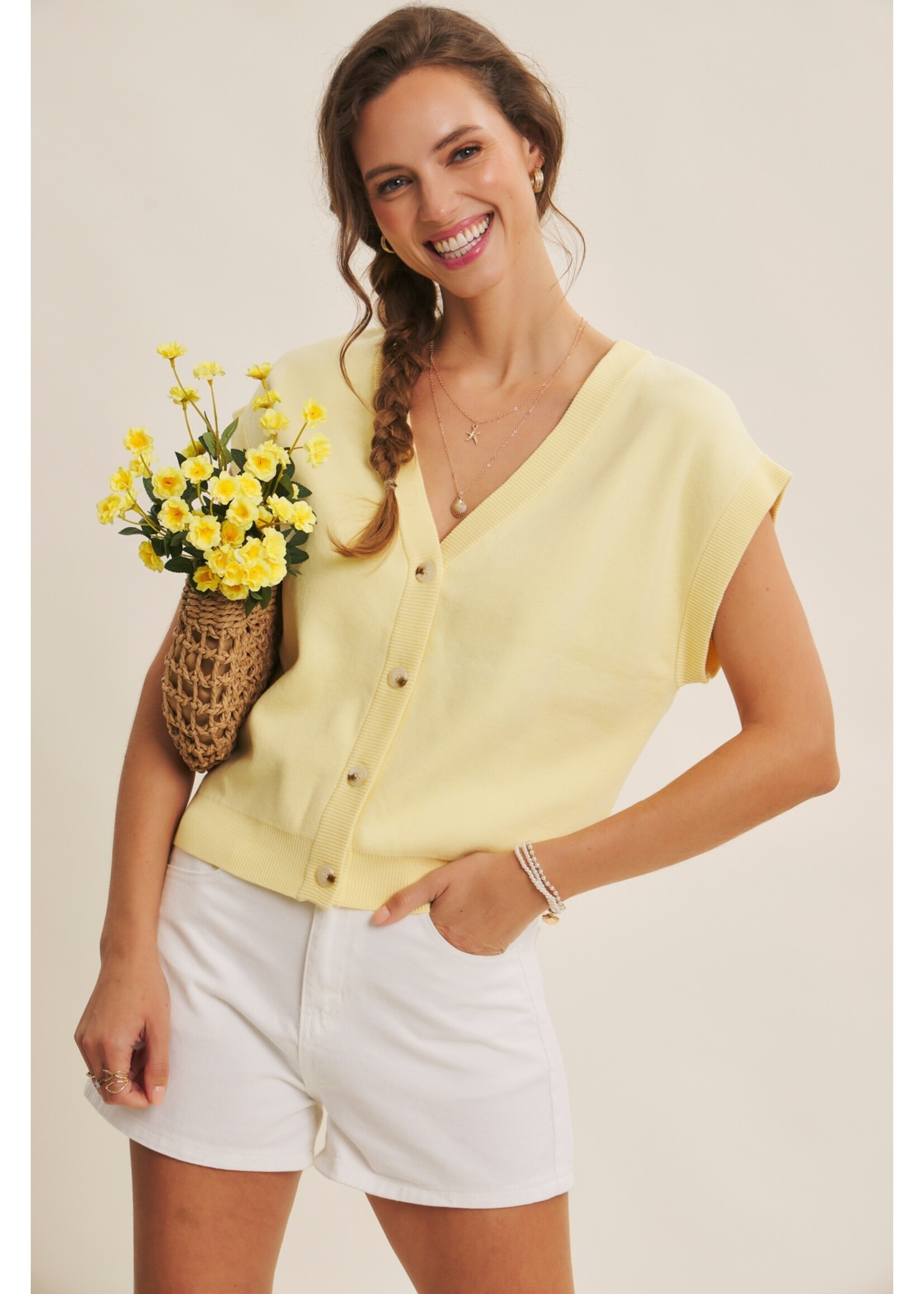 In February Elevated Multi-Way Button-Down Sweater Vest - E2047SW