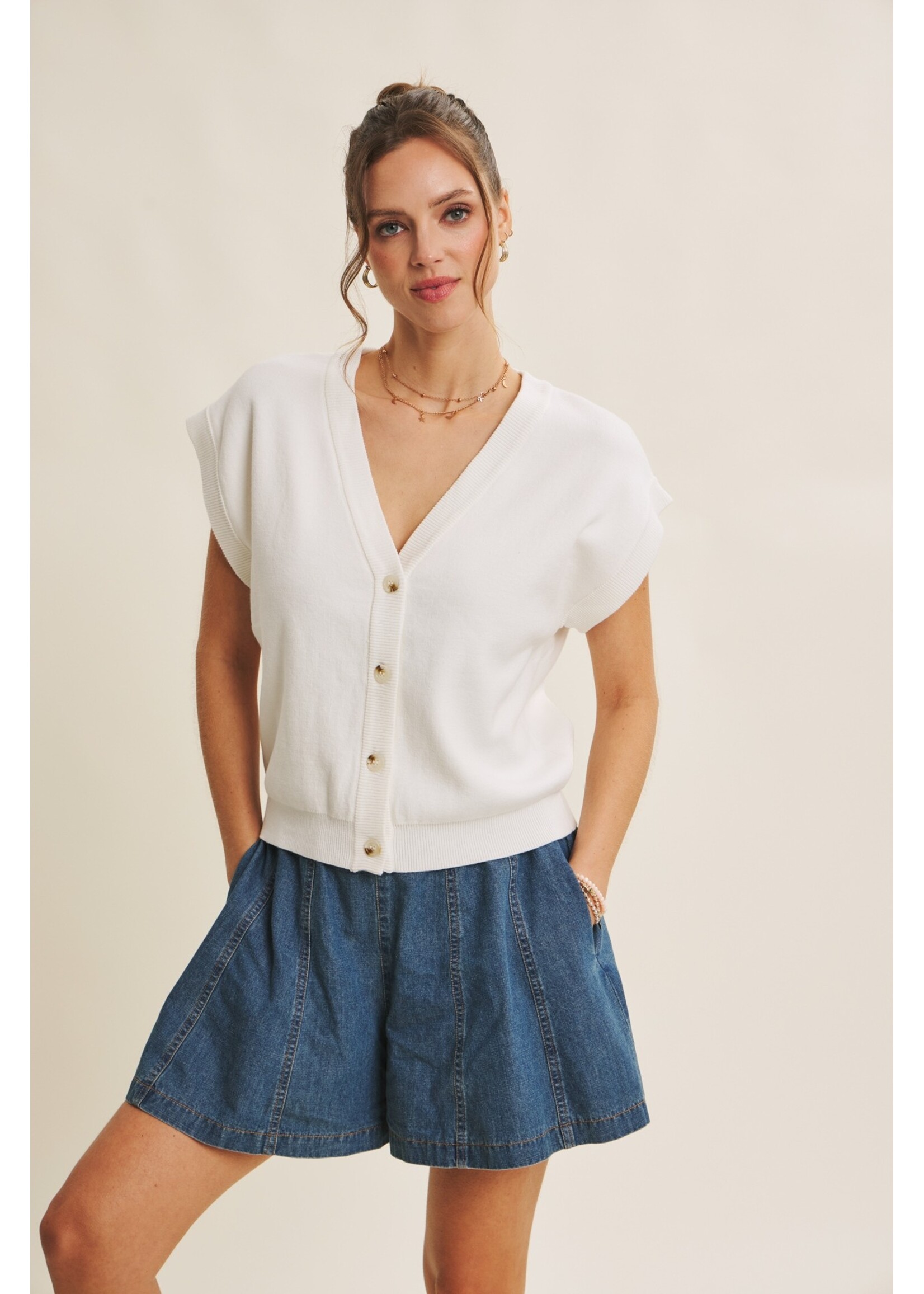 In February Elevated Multi-Way Button-Down Sweater Vest - E2047SW