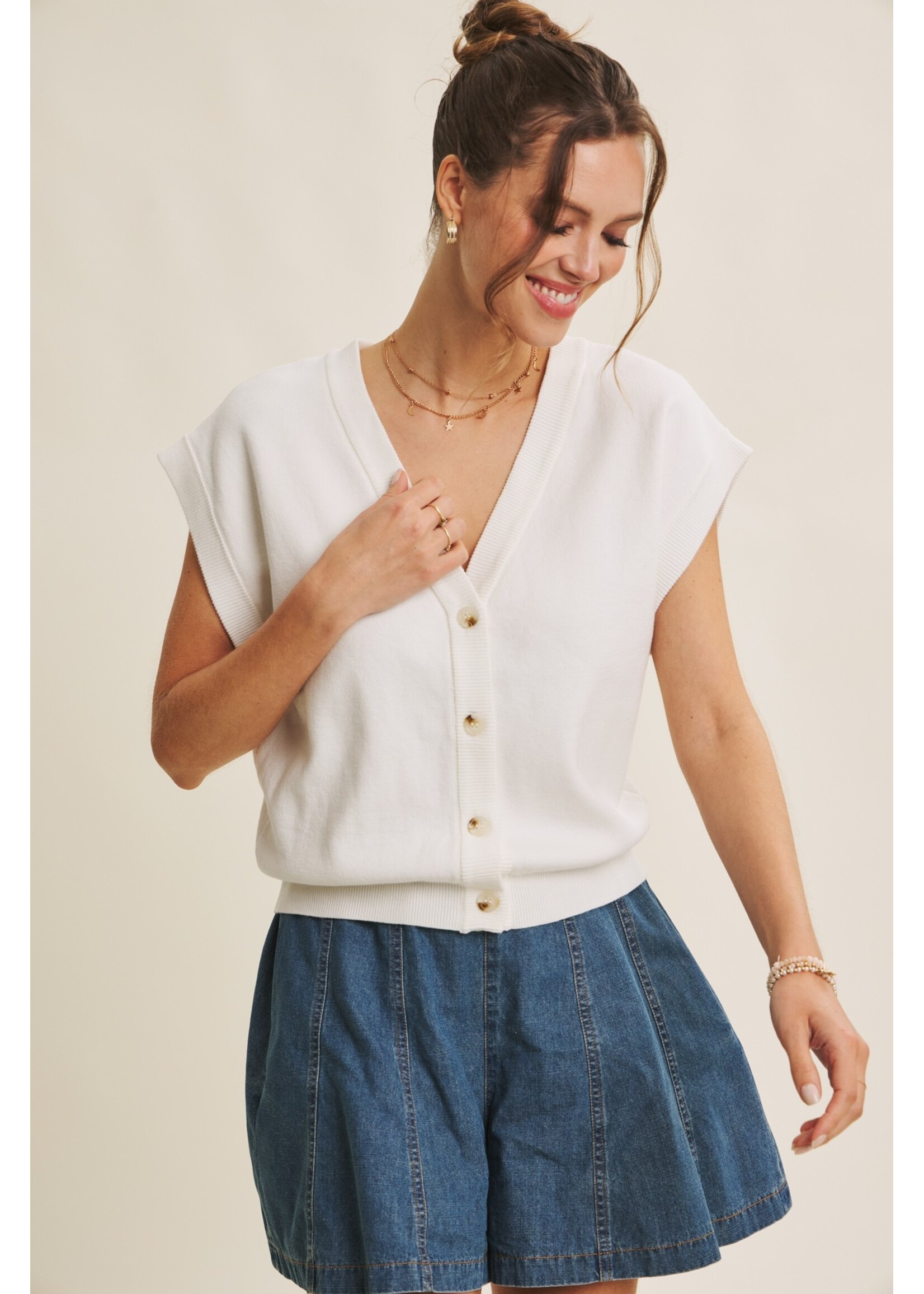 In February Elevated Multi-Way Button-Down Sweater Vest - E2047SW