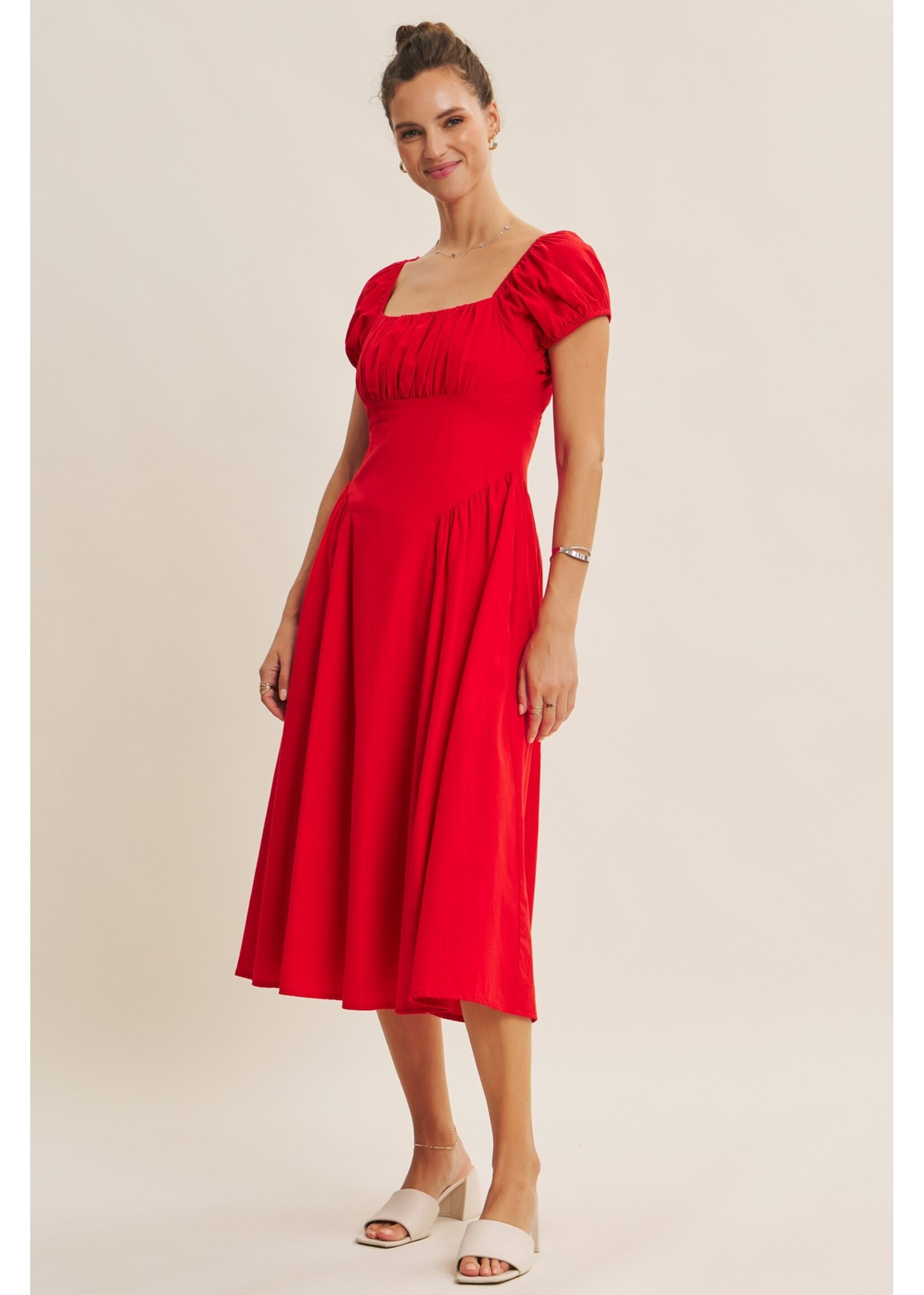 In February Romantic Meets Simplicity Drop Waist Midi Dress - E2831D