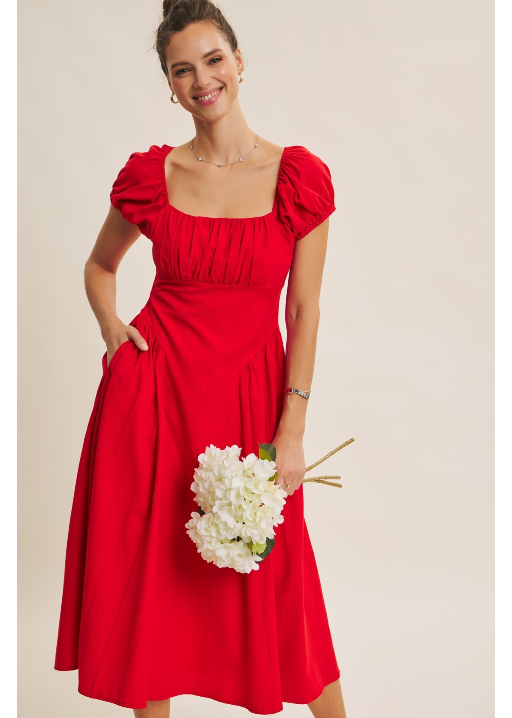 In February Romantic Meets Simplicity Drop Waist Midi Dress - E2831D