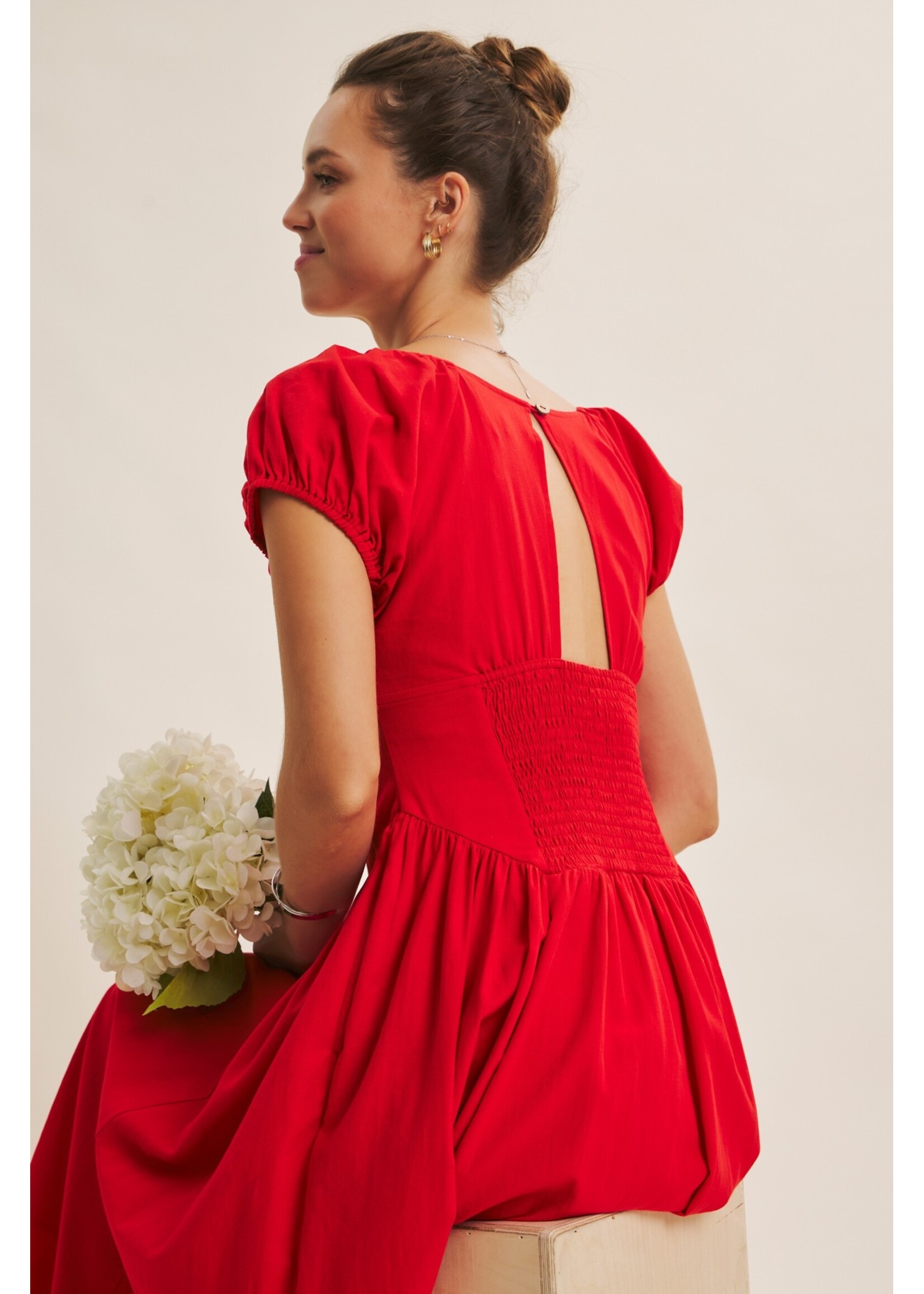 In February Romantic Meets Simplicity Drop Waist Midi Dress - E2831D