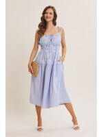 In February Sunshine FIlled Weekends Floral Stripe Midi Dress - E2887D