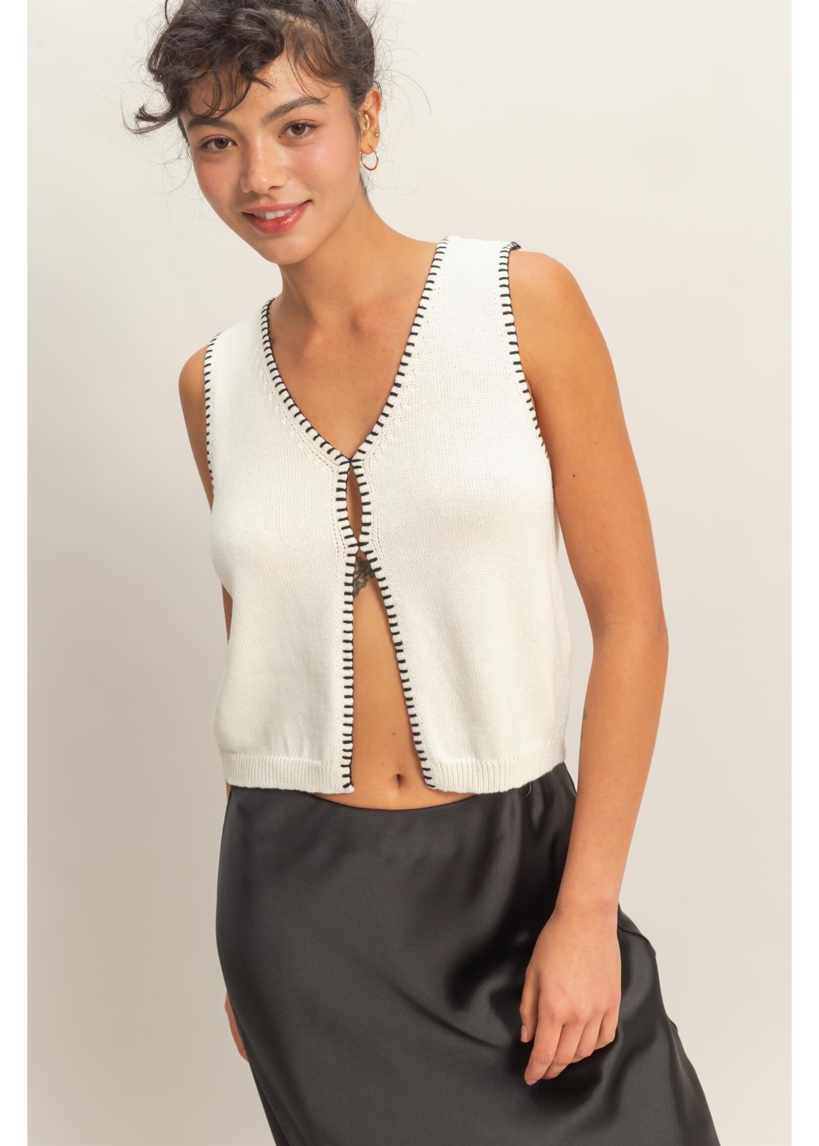 HYFVE V-Neck Vest With Blanket Stitch - DZ26A306