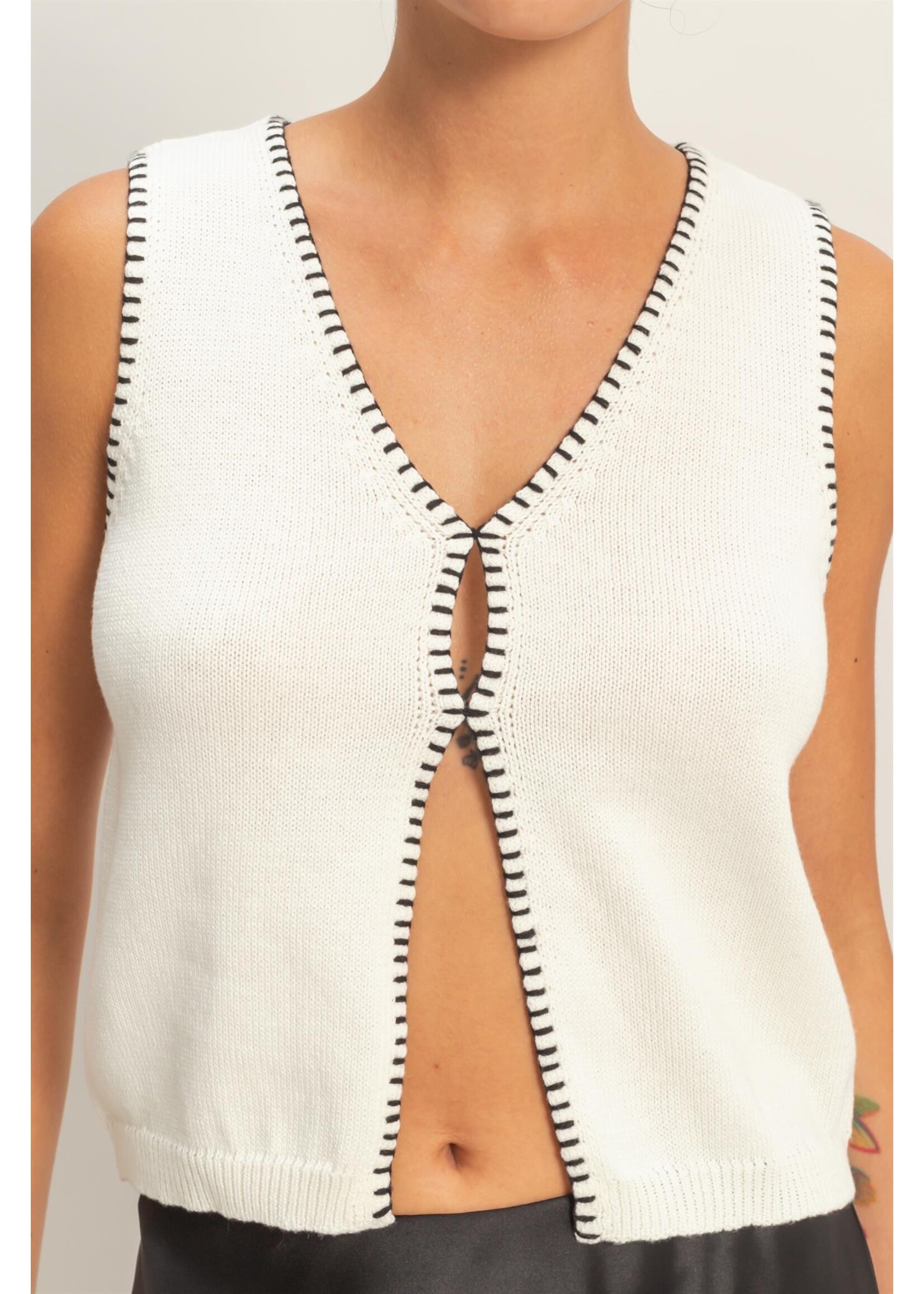 HYFVE V-Neck Vest With Blanket Stitch - DZ26A306