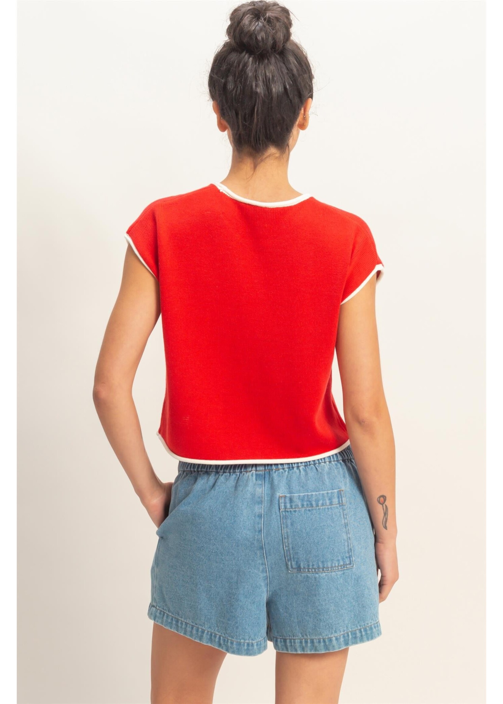 HYFVE Rolled Hem Sleeveless Flag Graphic Top - DZ26C135