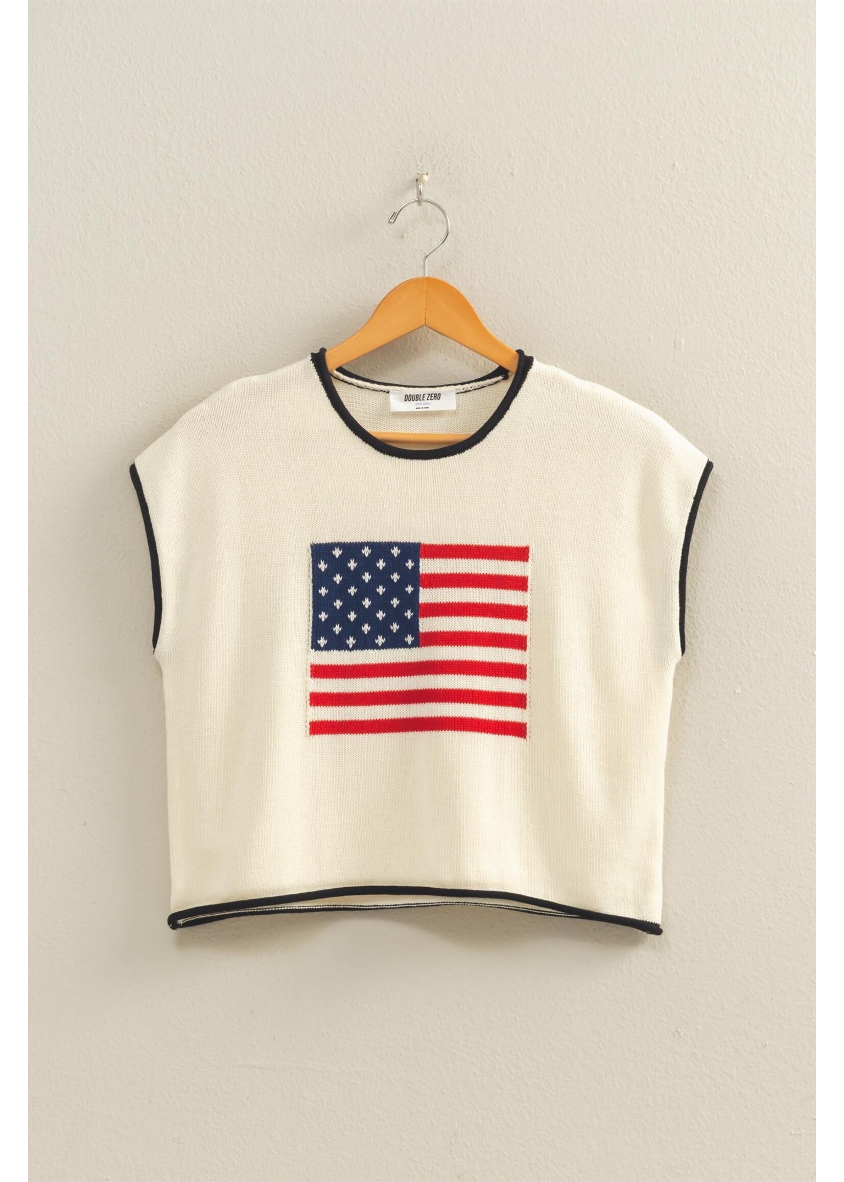 HYFVE Rolled Hem Sleeveless Flag Graphic Top - DZ26C135