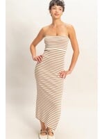 HYFVE Strapless Striped Bodycon Midi Dress - DZ26C336