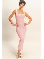 HYFVE Striped Bodycon Midi Dress With Back Slit - DZ26C340