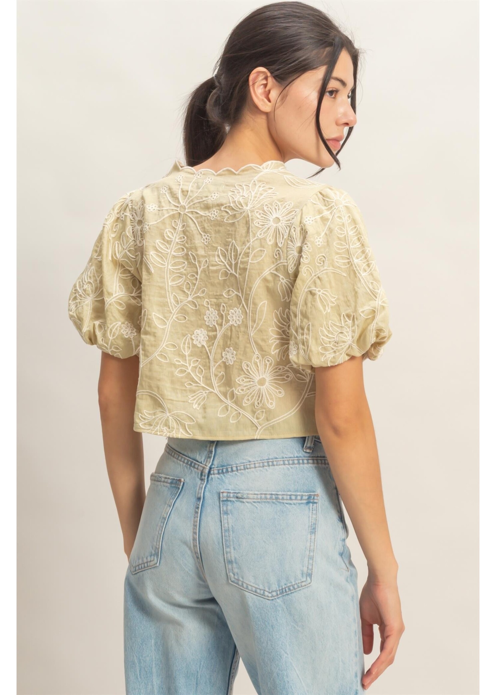 HYFVE Floral Embroidered Tie-Front Top - HF26C556-D