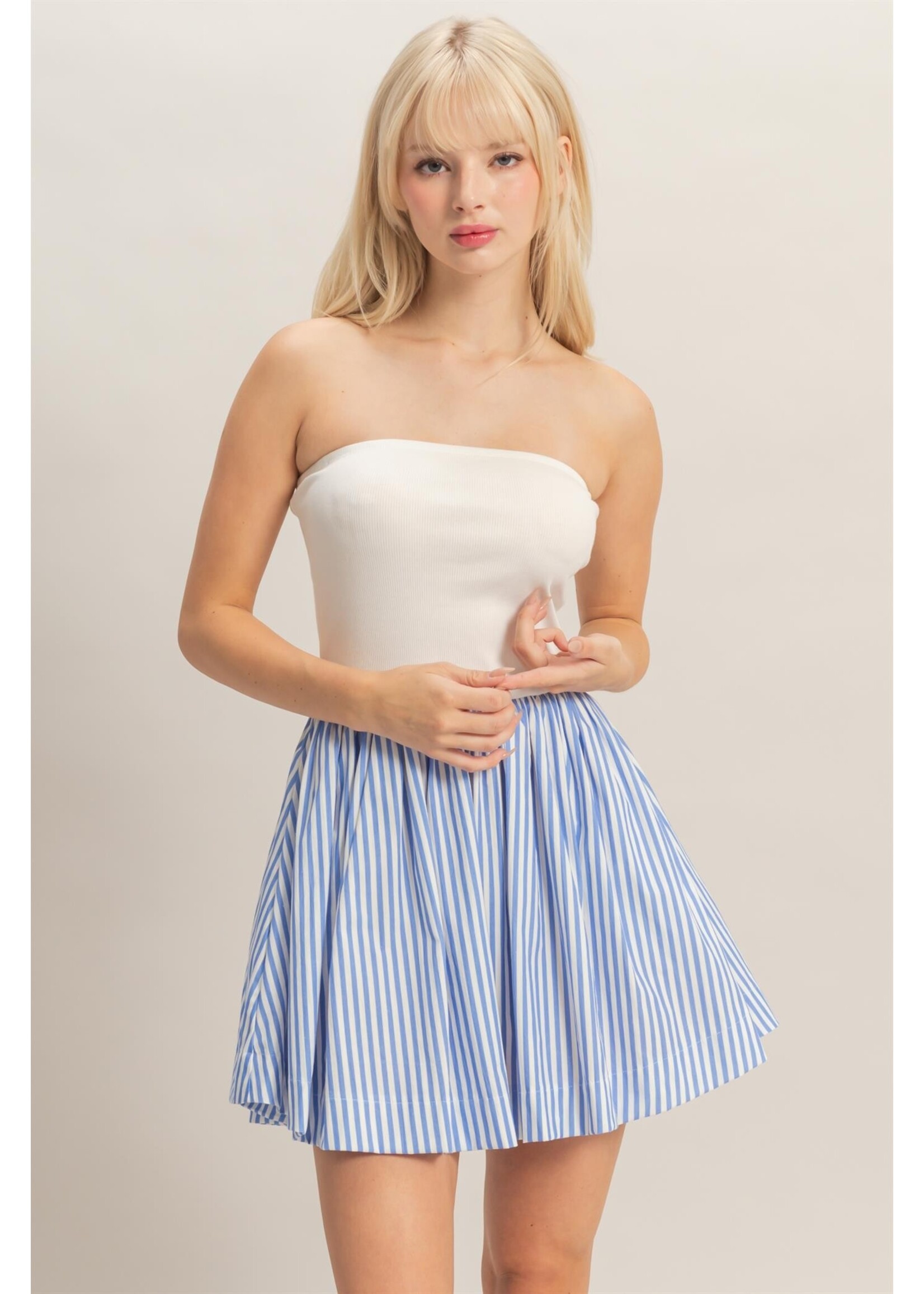 HYFVE Strapless Striped Flowy Mini Dress - DZ26C171