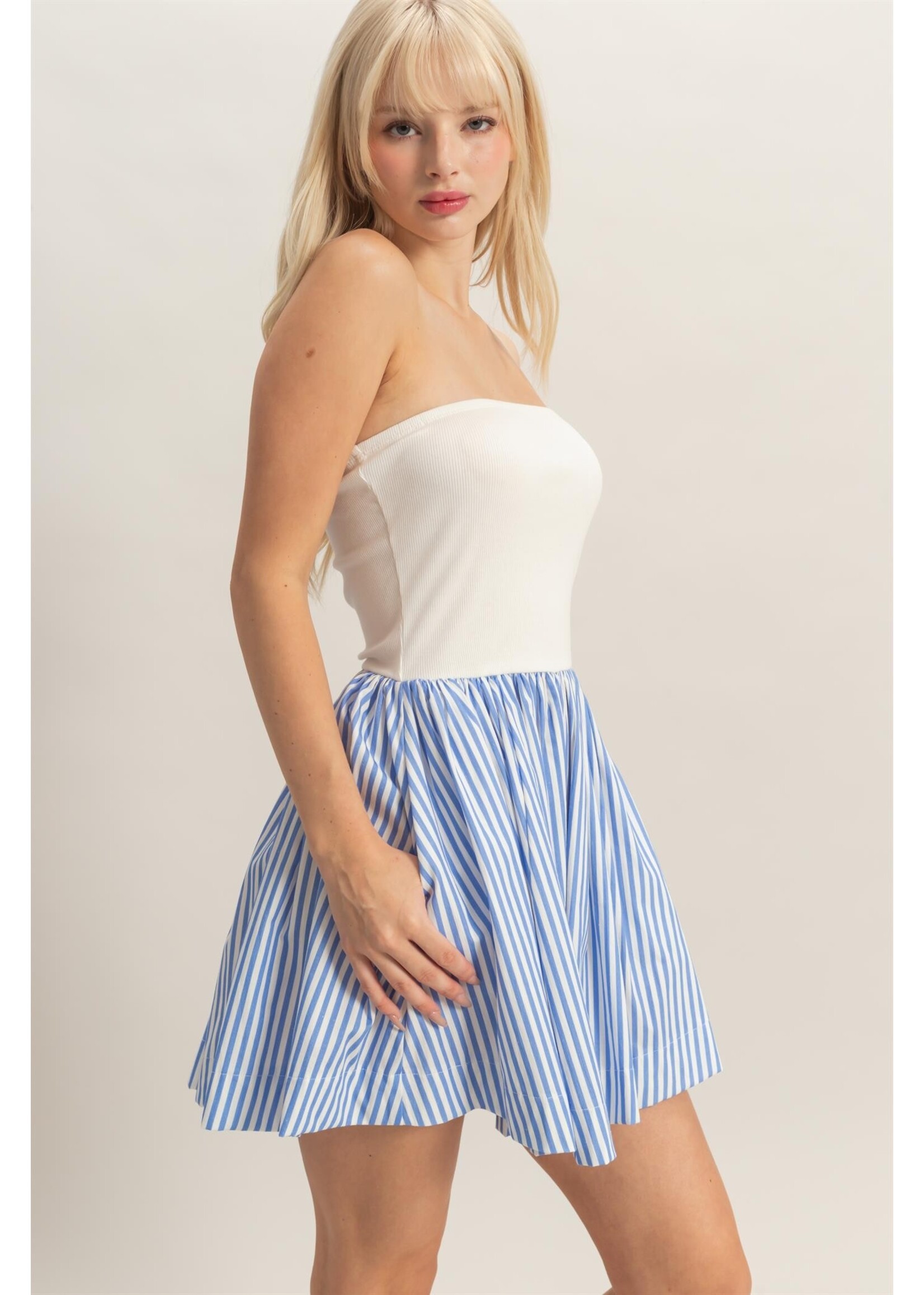 HYFVE Strapless Striped Flowy Mini Dress - DZ26C171