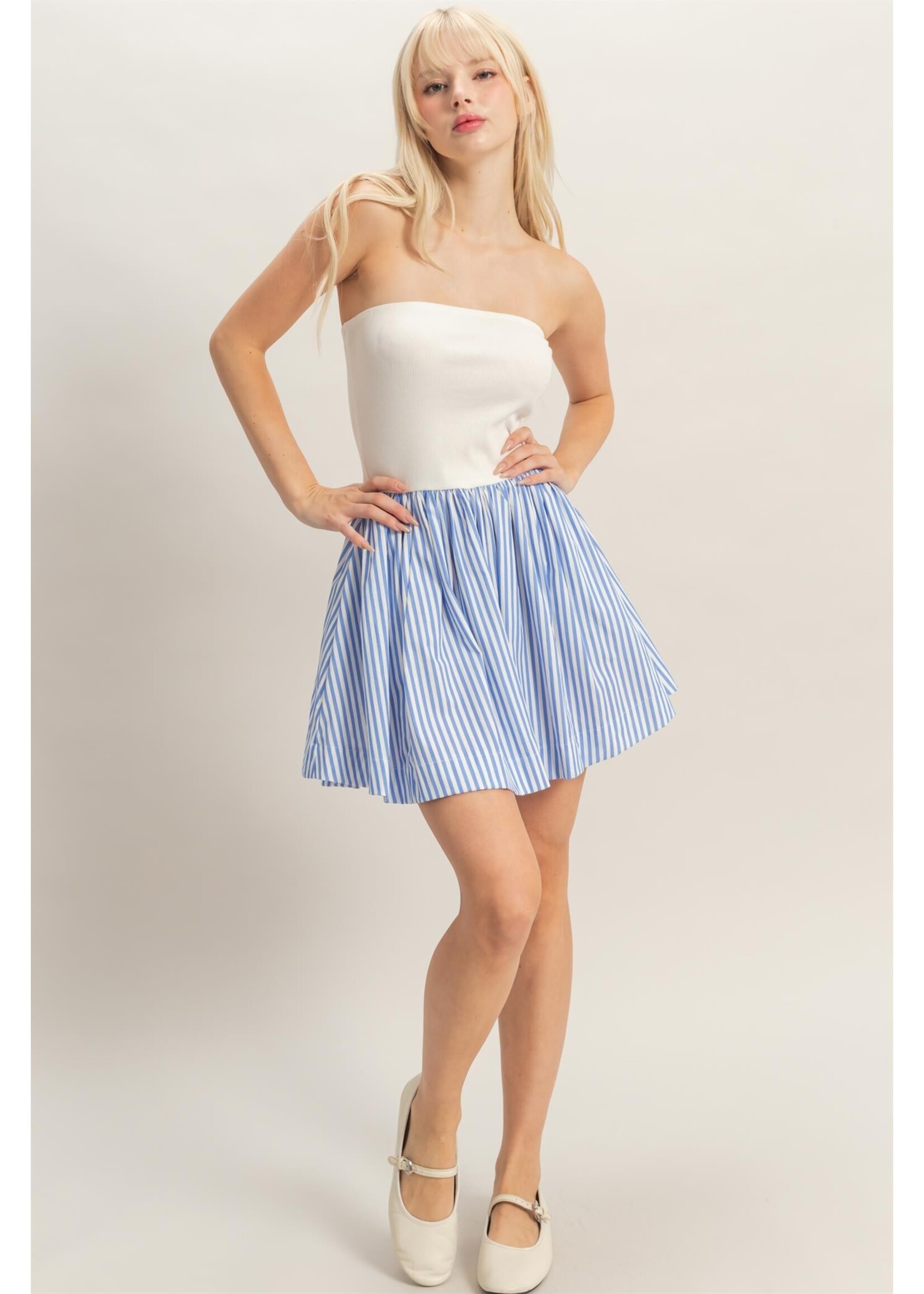 HYFVE Strapless Striped Flowy Mini Dress - DZ26C171