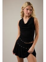 Le Lis Cowl Neck Stup Detail Ruched Top - PT7217