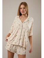 Le Lis Short Sleeve Collared Knit PJ Shirt - IT6269