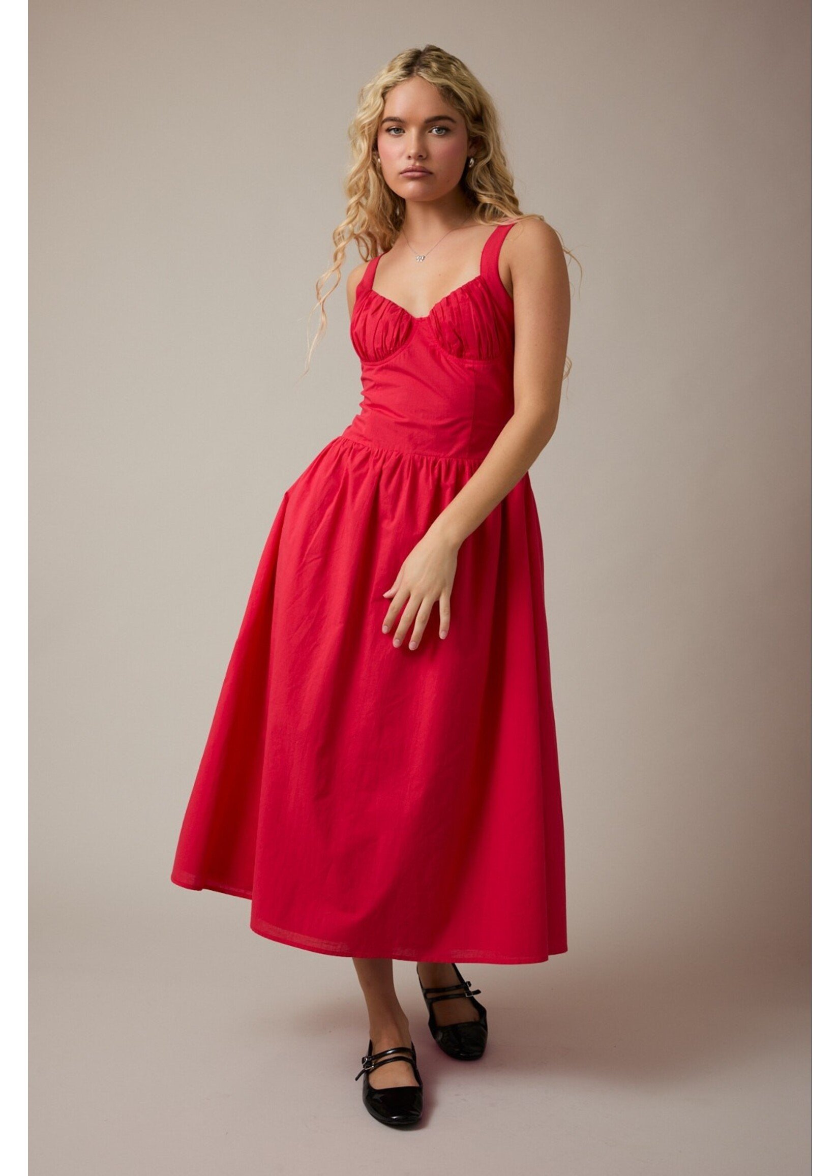 Le Lis Sleeveless Bustier Poplin Midi Dress - ID6356