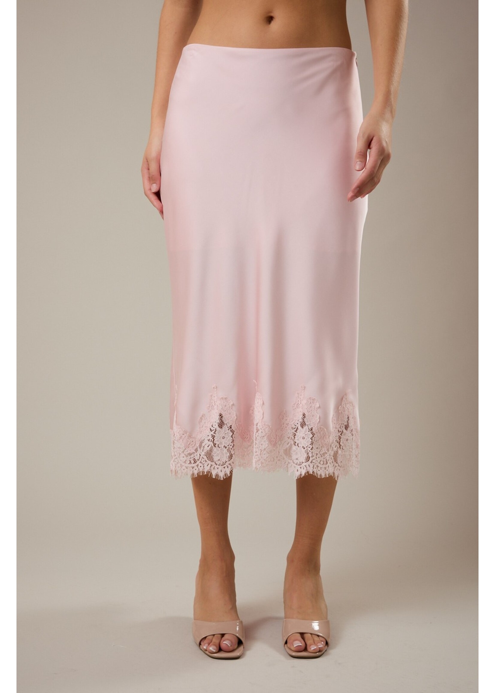 Le Lis Lace Trim Bias Cut Midi Skirt - SS3534