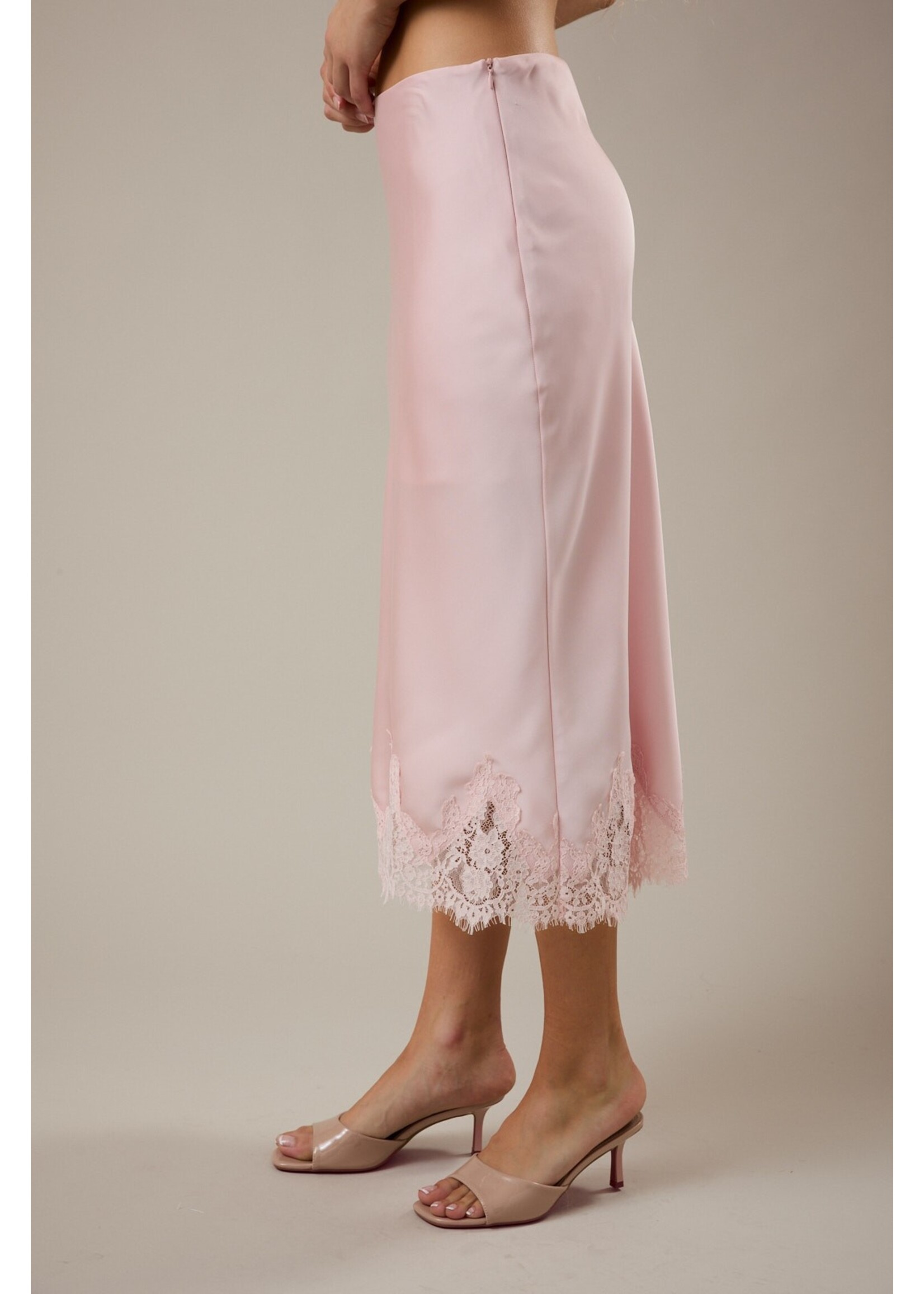 Le Lis Lace Trim Bias Cut Midi Skirt - SS3534