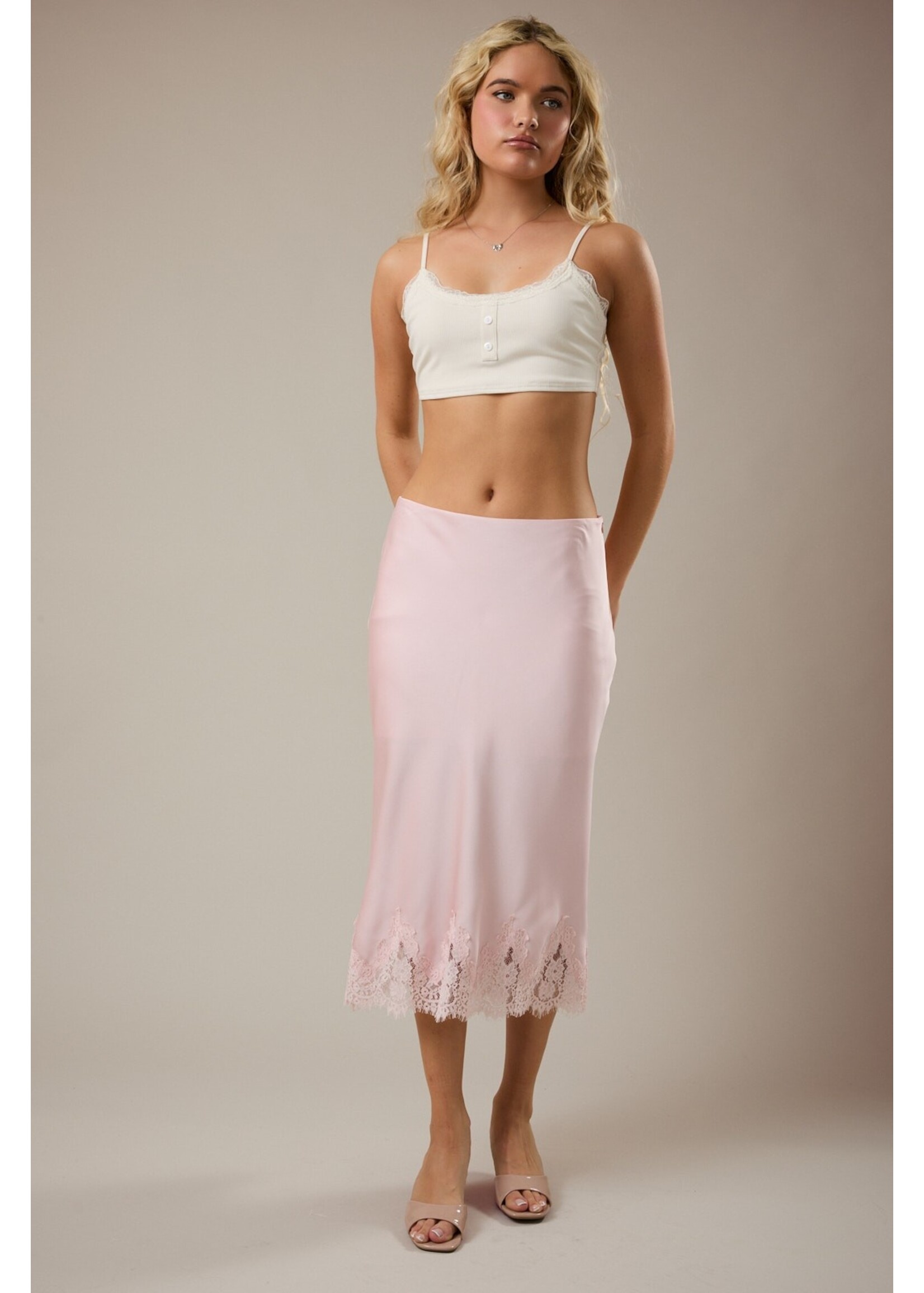 Le Lis Lace Trim Bias Cut Midi Skirt - SS3534
