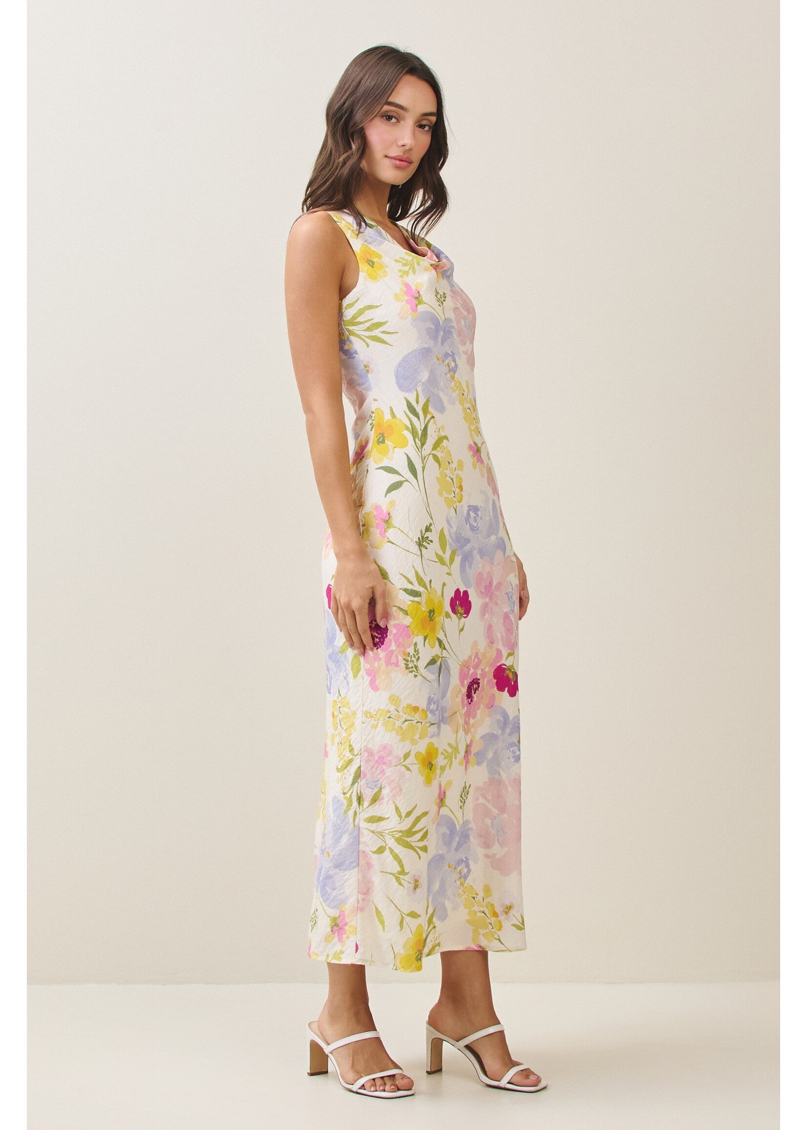 Able Floral Printed Cowl Neck Maxi Dress - AD2679