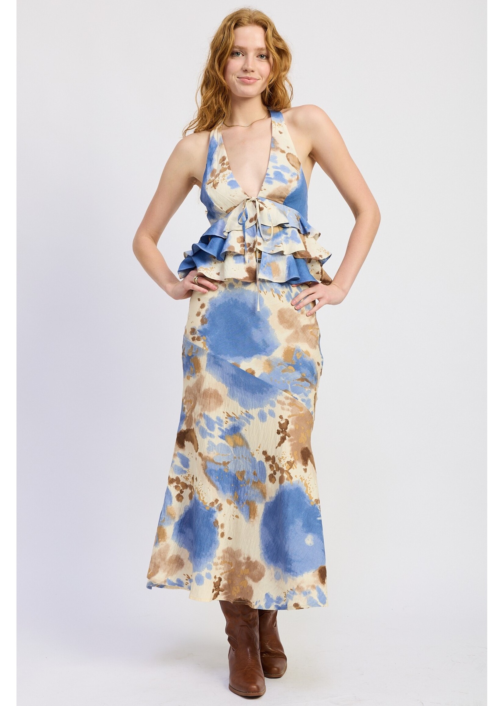 Emory Park Bias Abstract Belted Maxi Skirt - IPJ4138S