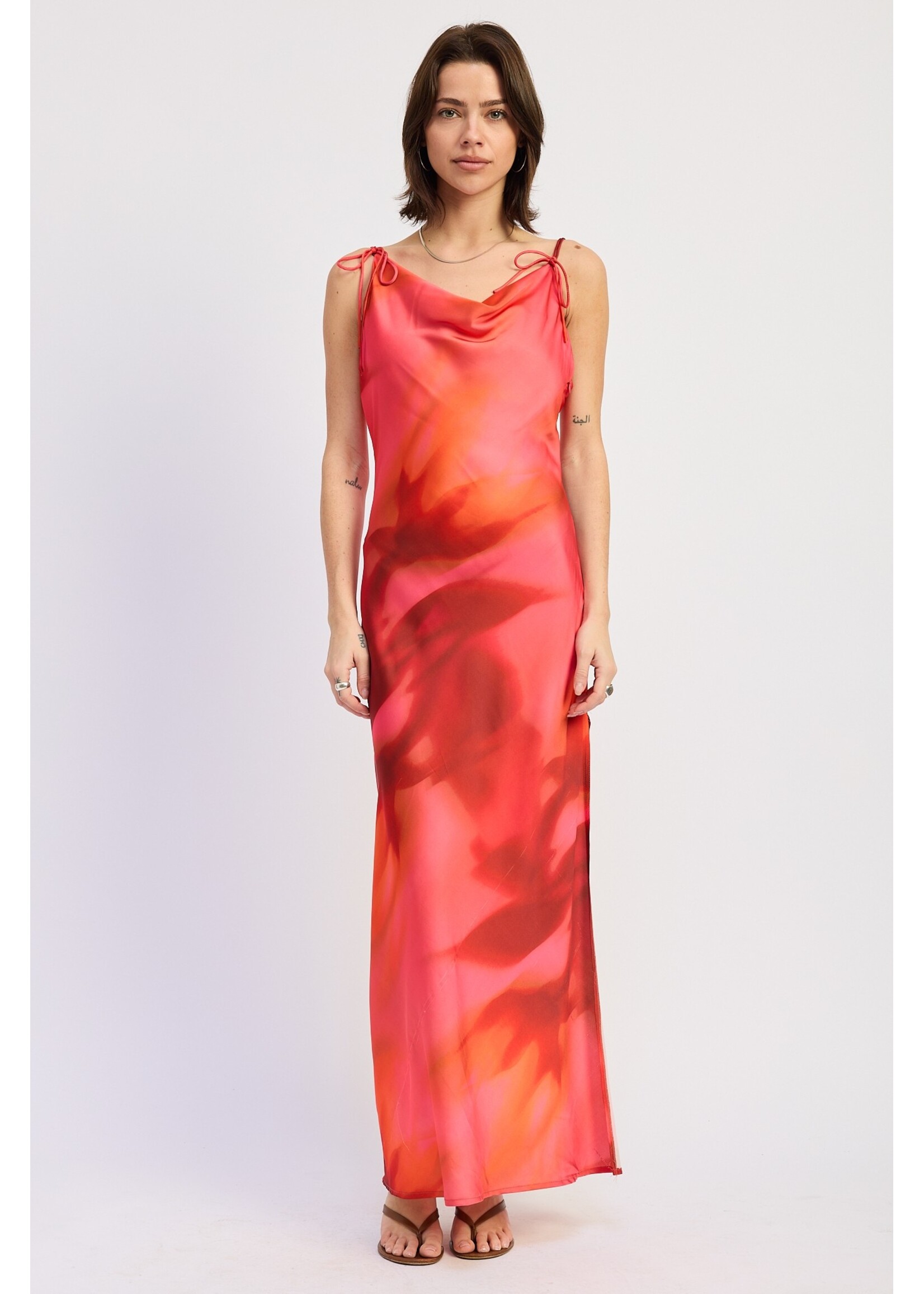 Emory Park Cowl Neck Maxi Satin Dress - IPA3707D