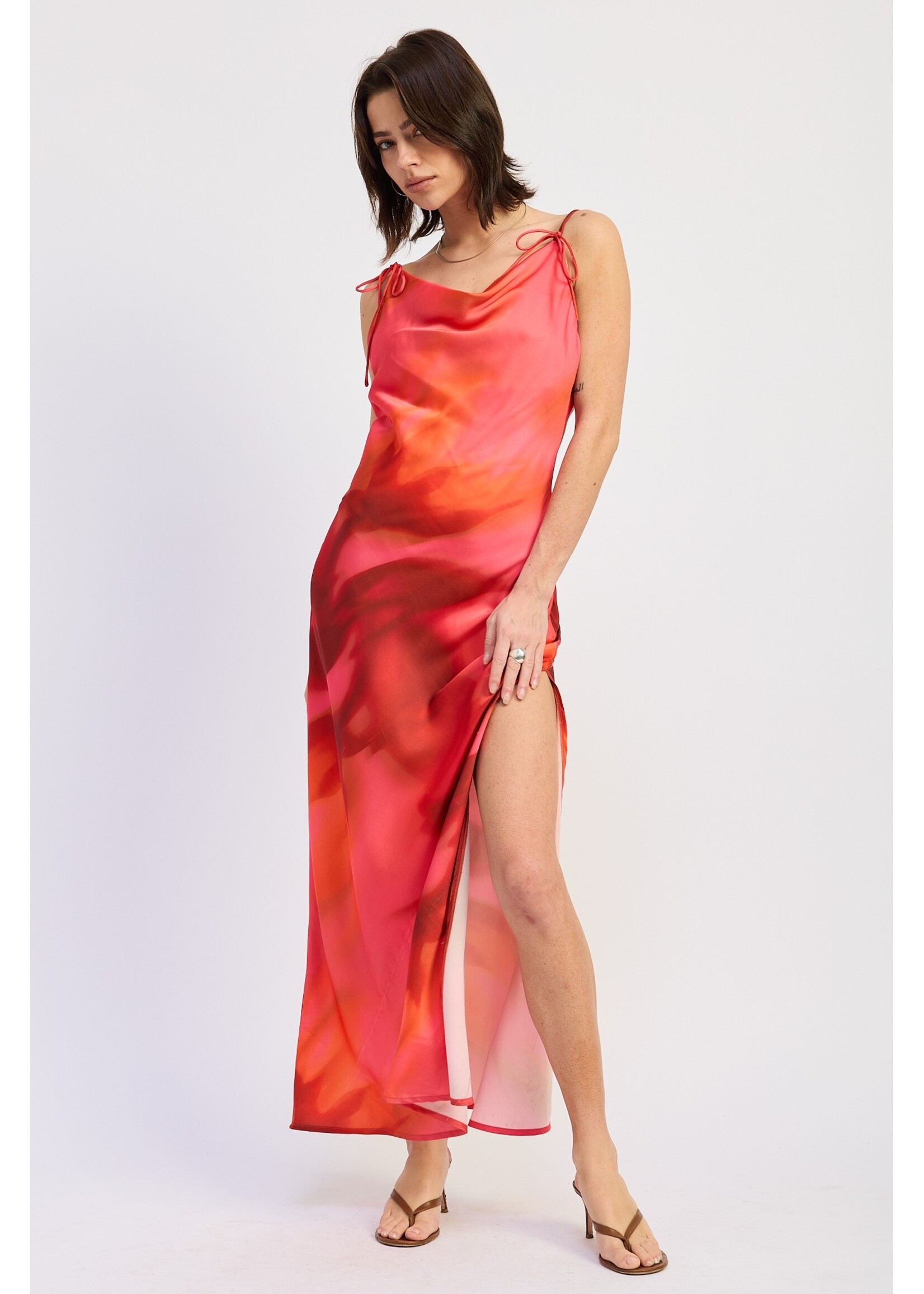 Emory Park Cowl Neck Maxi Satin Dress - IPA3707D