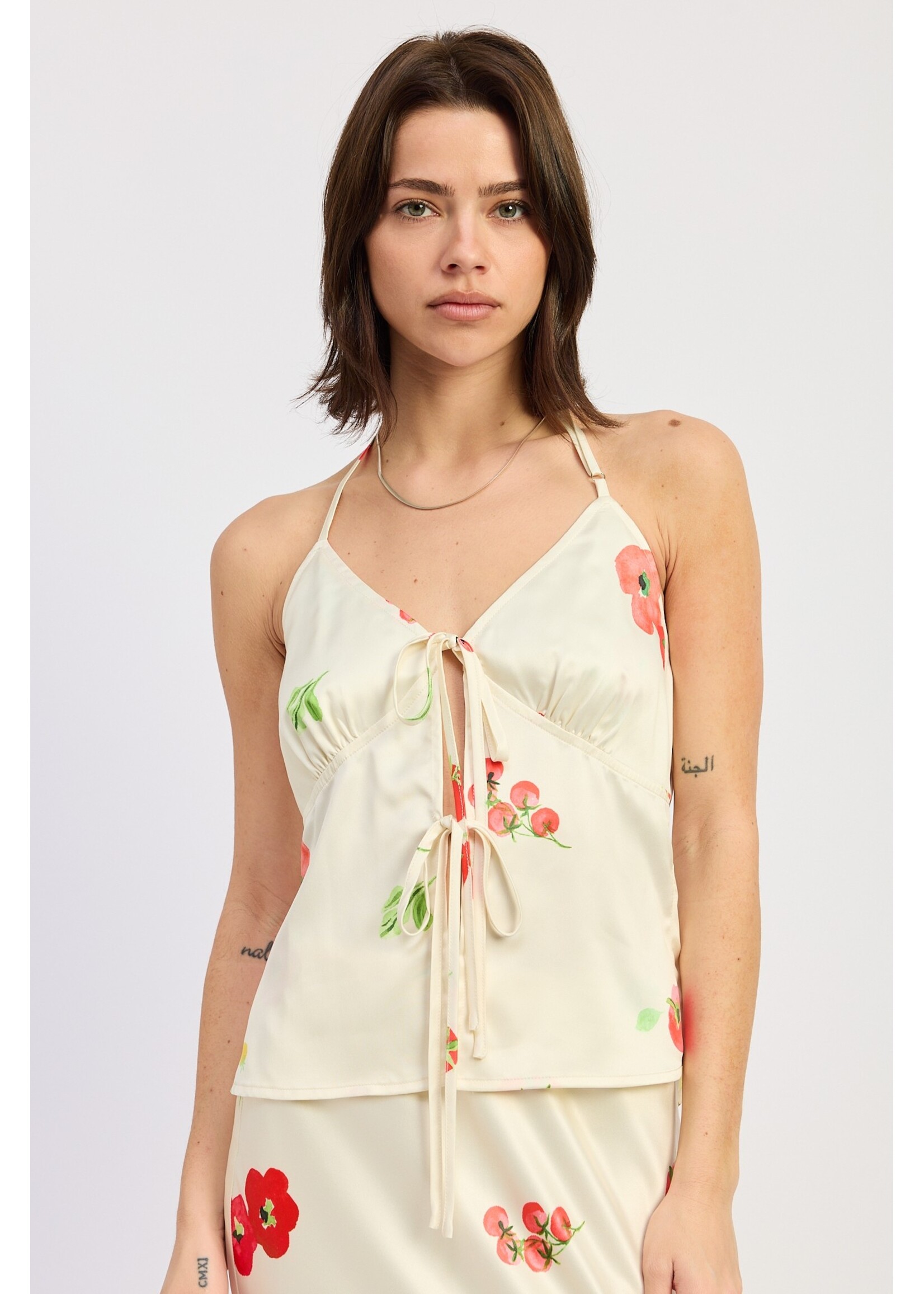 Emory Park Halter Neck Front Tie Sleeveless Bustier Top - IPA4161T-1