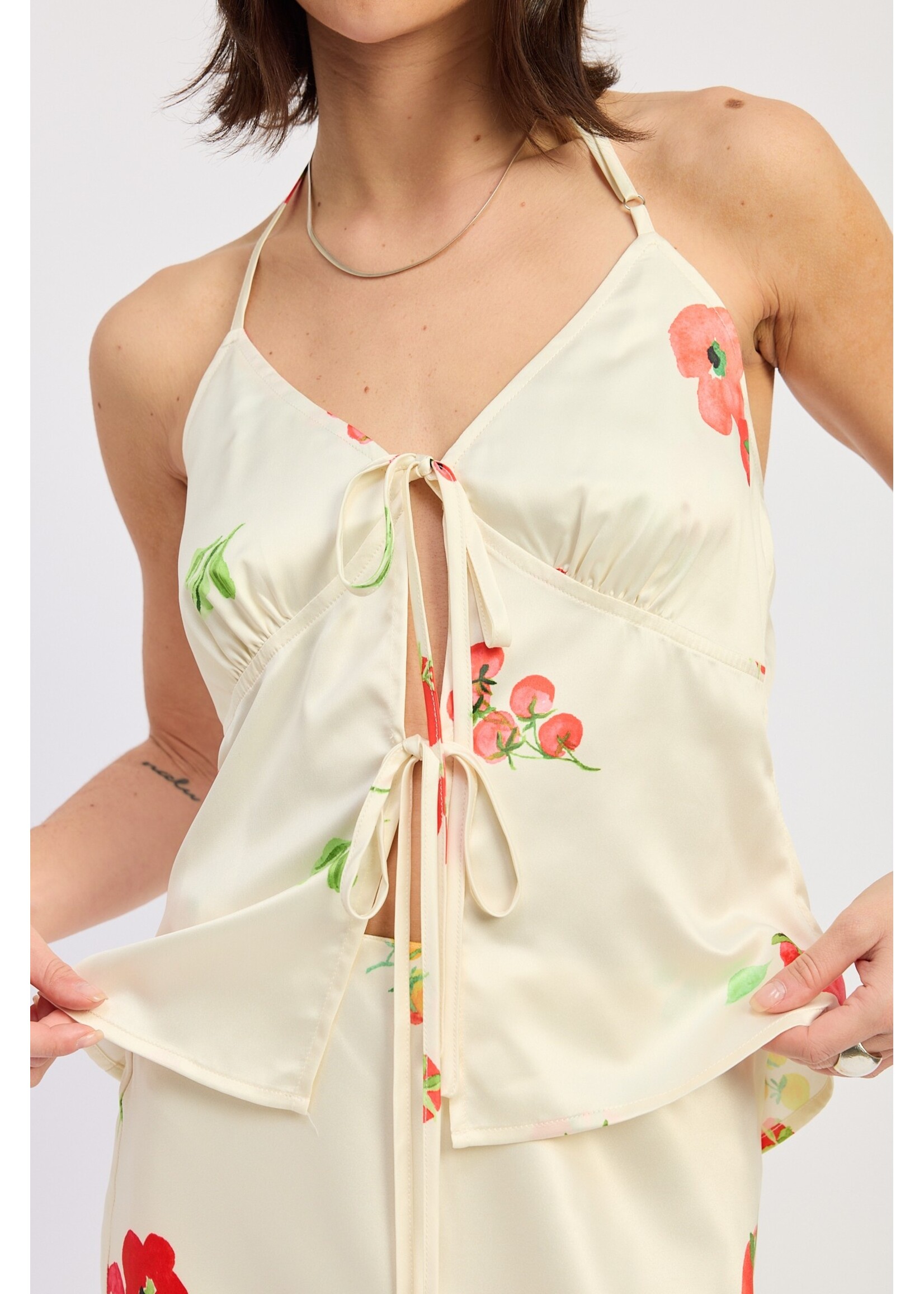 Emory Park Halter Neck Front Tie Sleeveless Bustier Top - IPA4161T-1