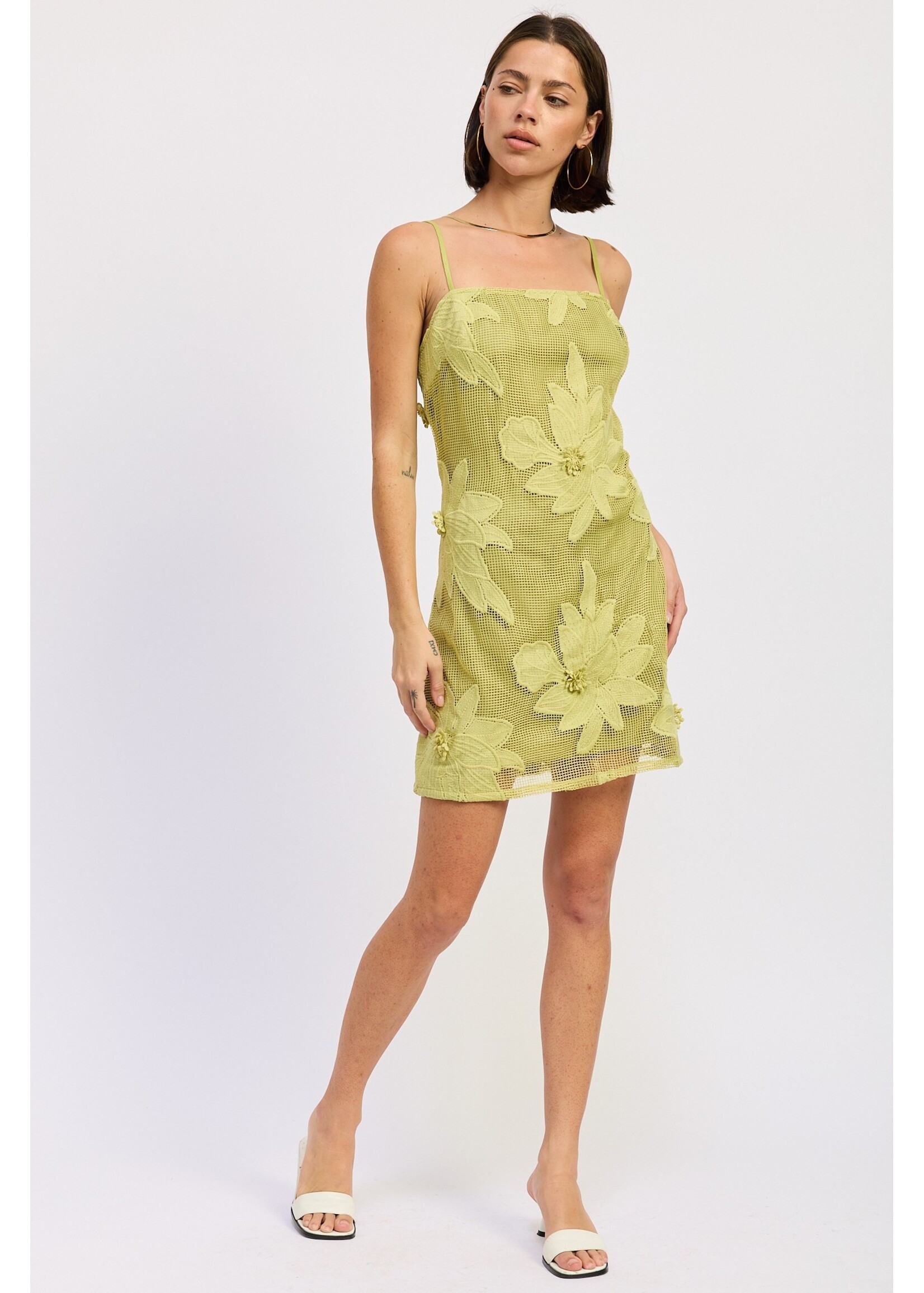 Emory Park Flower Applique Crochet Mini Dress - IPJ3909D