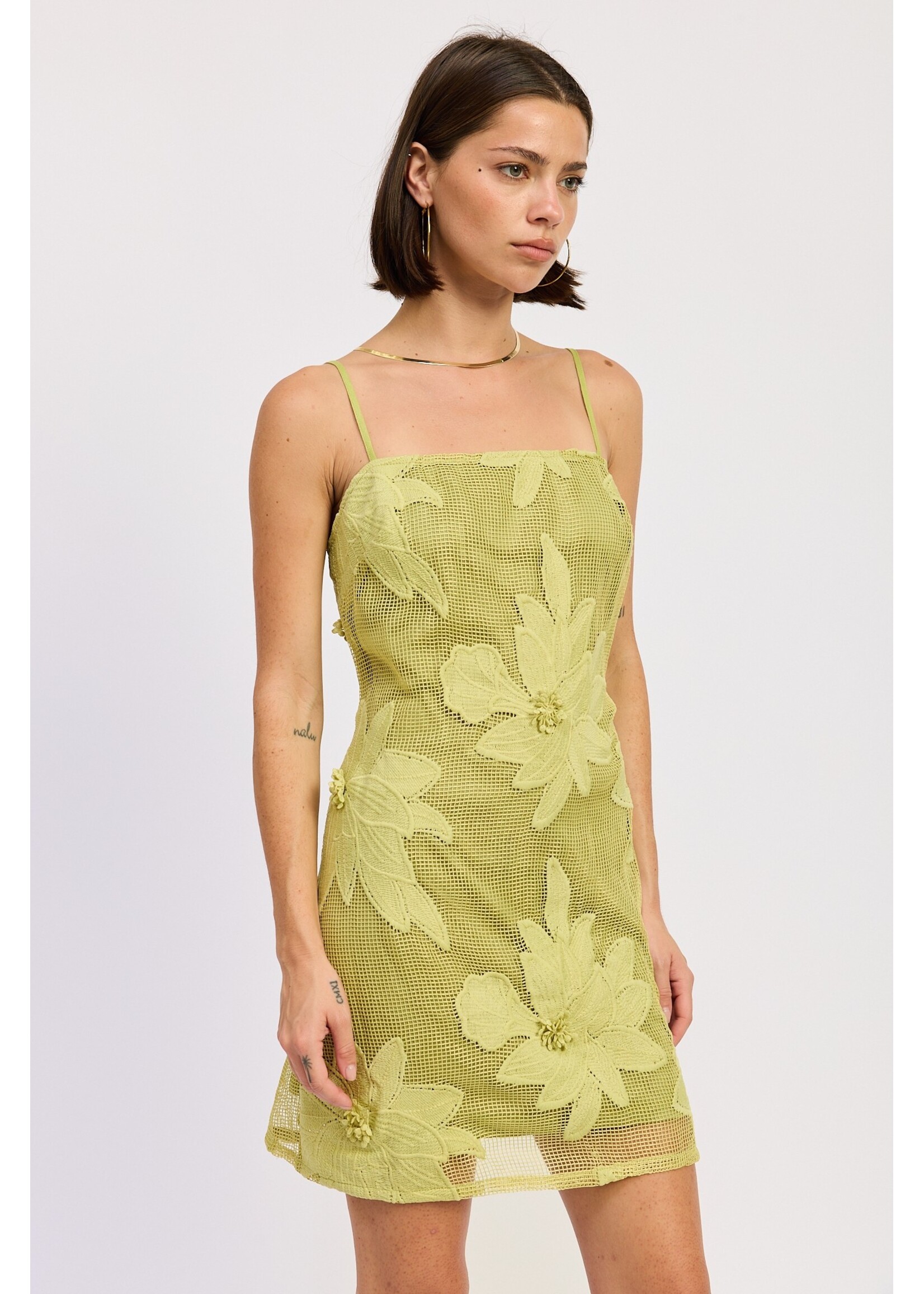 Emory Park Flower Applique Crochet Mini Dress - IPJ3909D