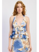 Emory Park Tiered Halter Top with Tie Front - IPJ4137T