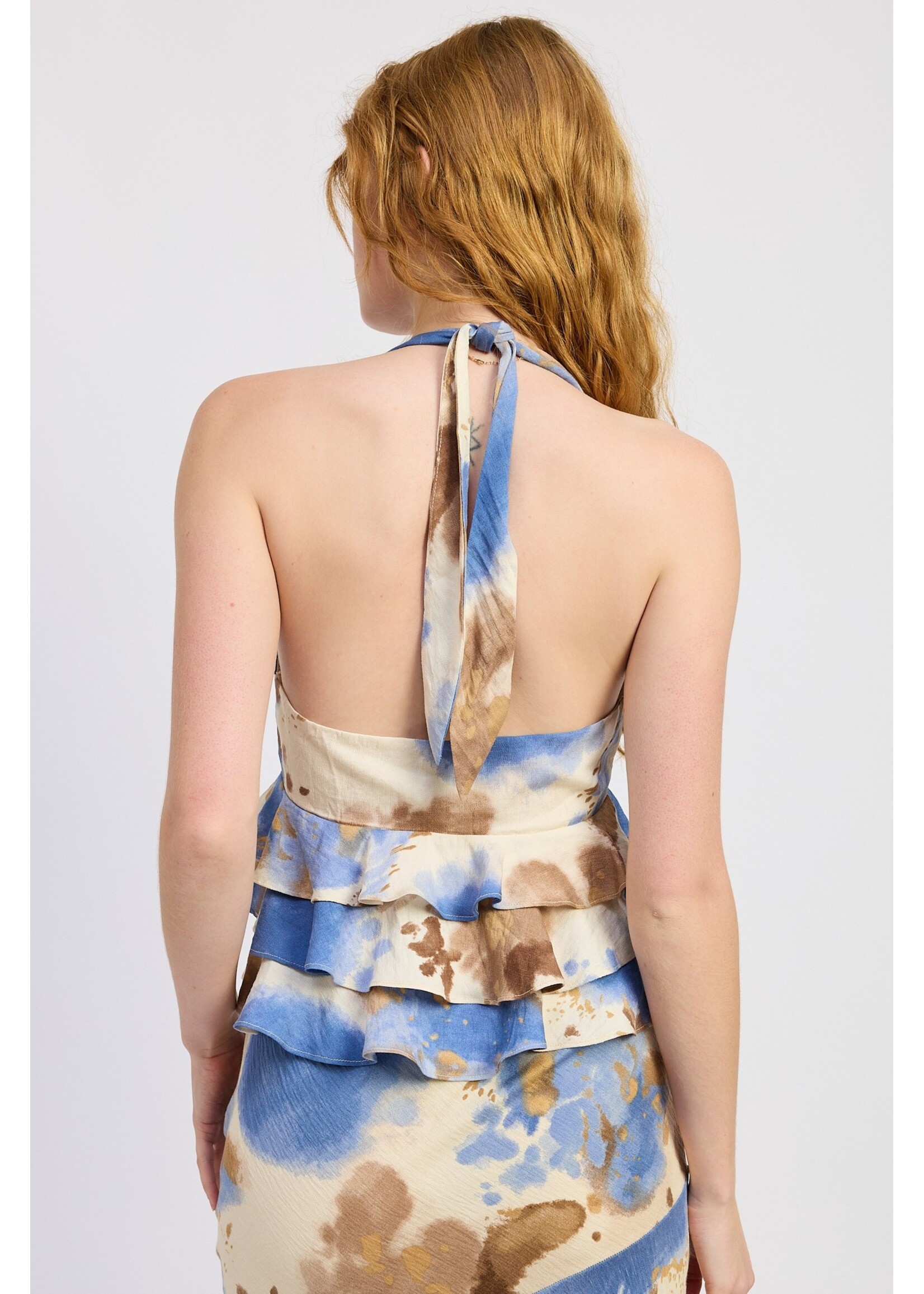 Emory Park Tiered Halter Top with Tie Front - IPJ4137T