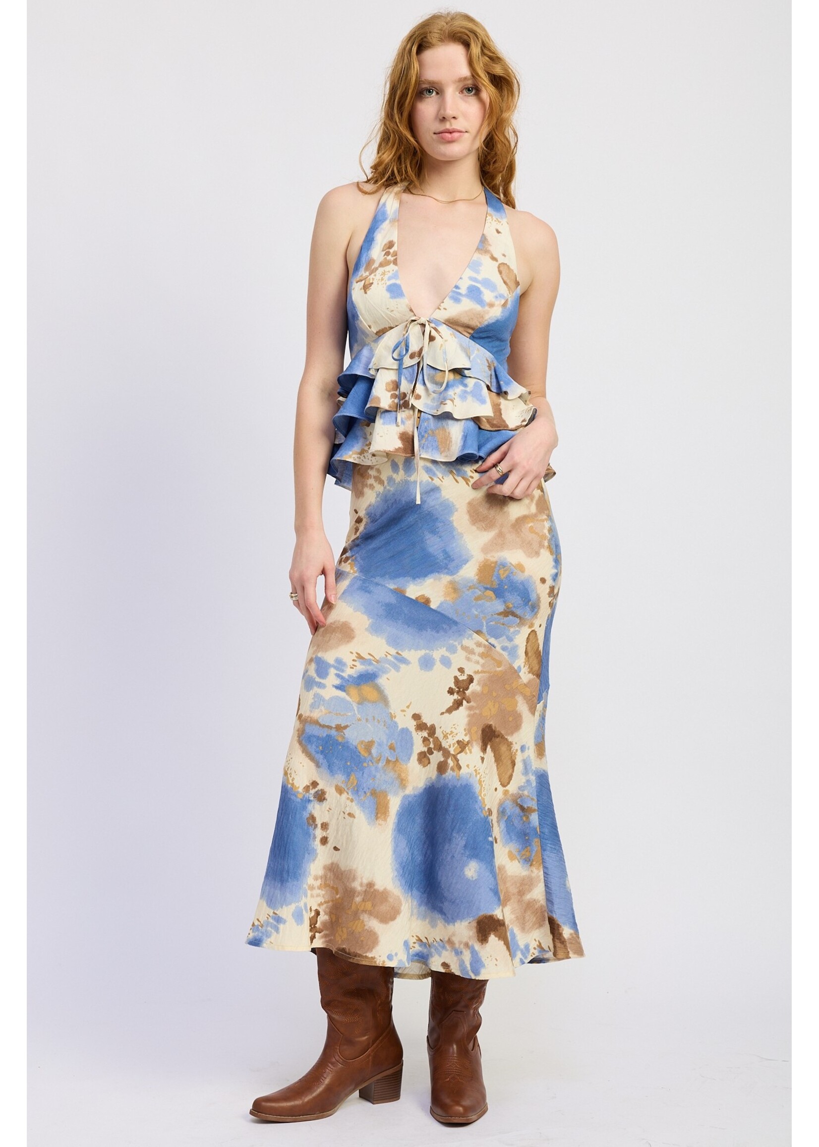 Emory Park Tiered Halter Top with Tie Front - IPJ4137T