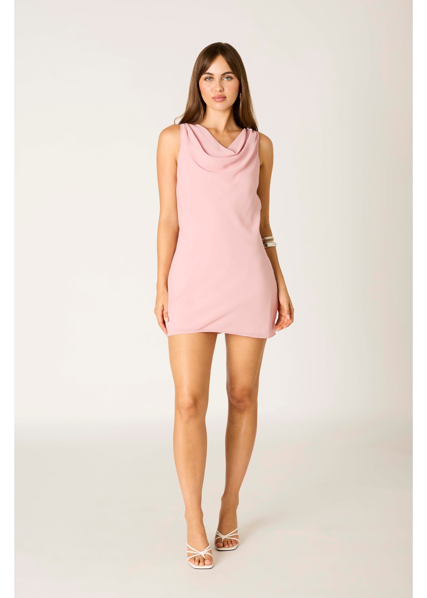 Cotton Candy LA Cowl Neckline Mini Dress with Open Back - CD-13956