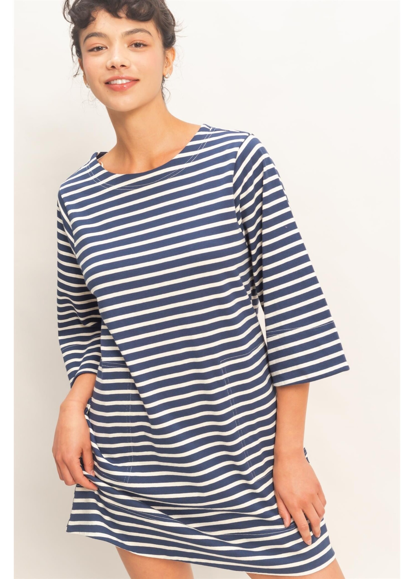 HYFVE Striped Round Neck Half-sleeve Mini Dress - DZ26A460