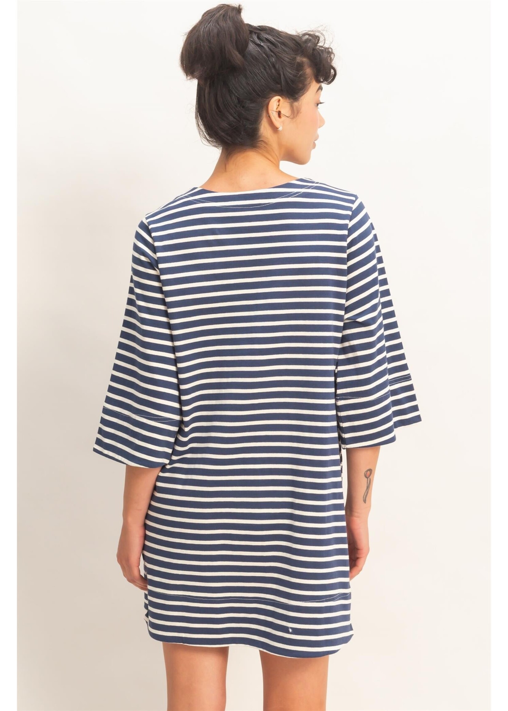 HYFVE Striped Round Neck Half-sleeve Mini Dress - DZ26A460