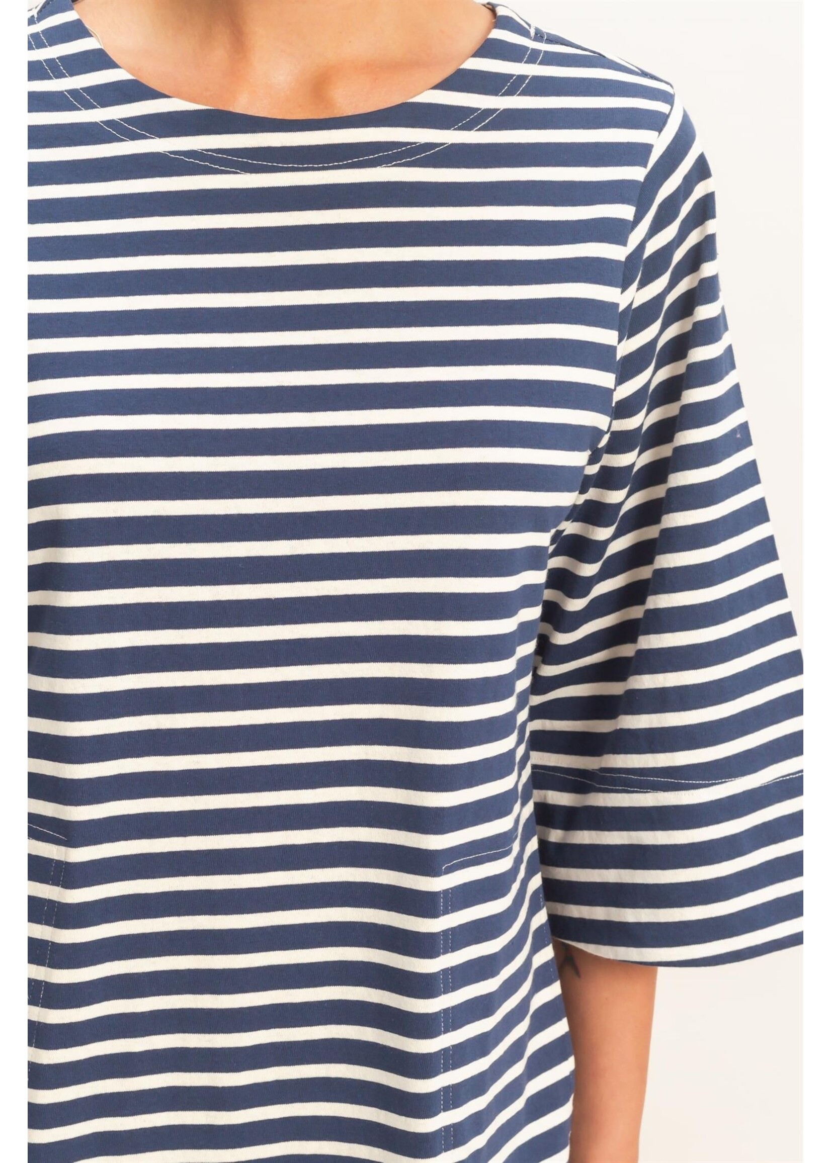 HYFVE Striped Round Neck Half-sleeve Mini Dress - DZ26A460