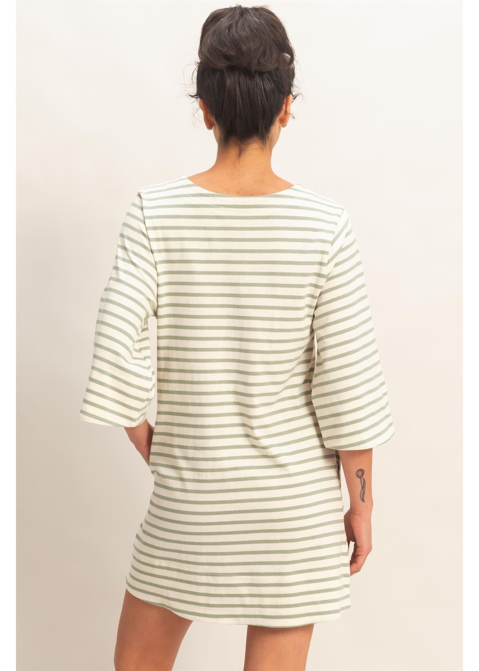 HYFVE Striped Round Neck Half-sleeve Mini Dress - DZ26A460