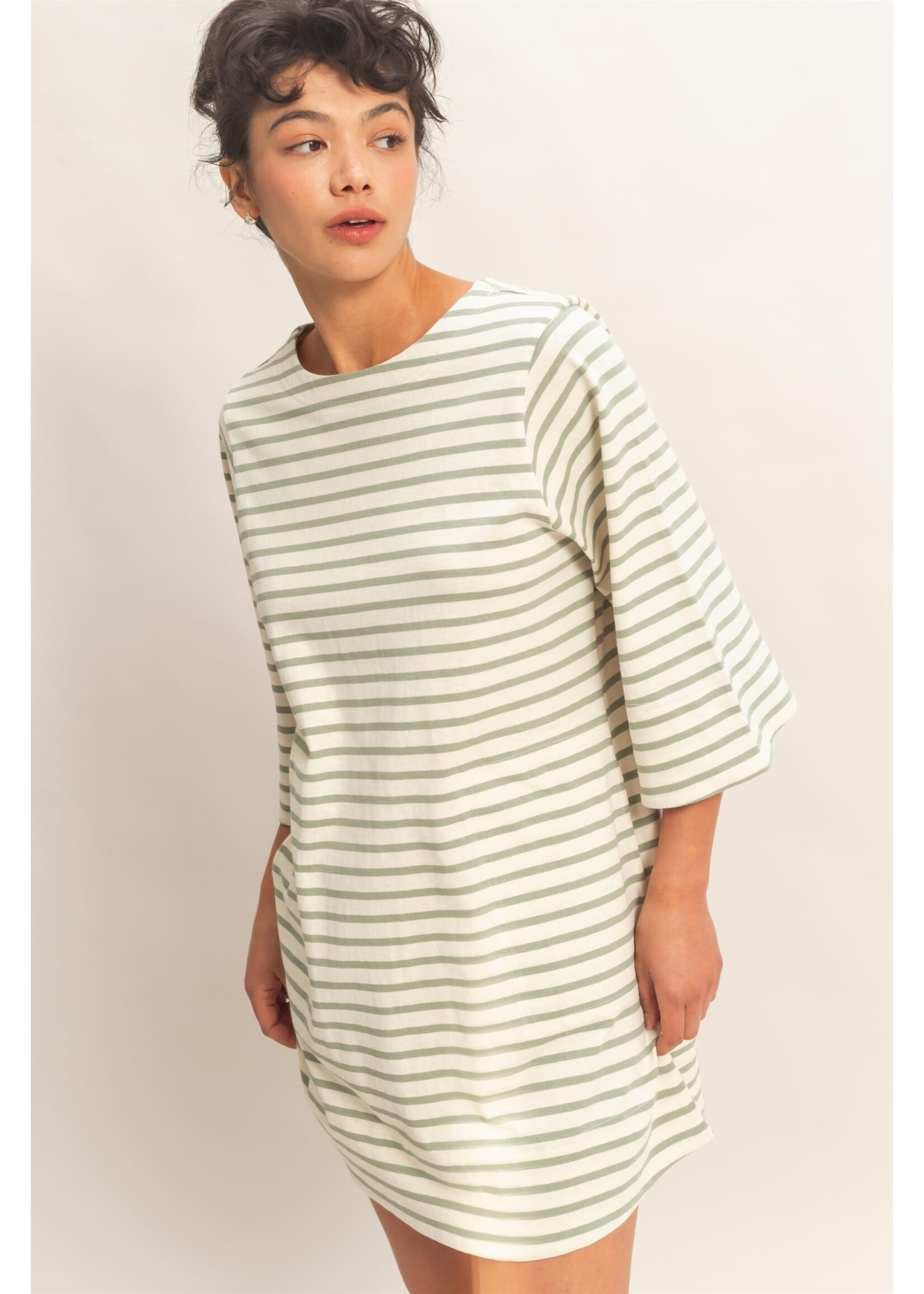 HYFVE Striped Round Neck Half-sleeve Mini Dress - DZ26A460