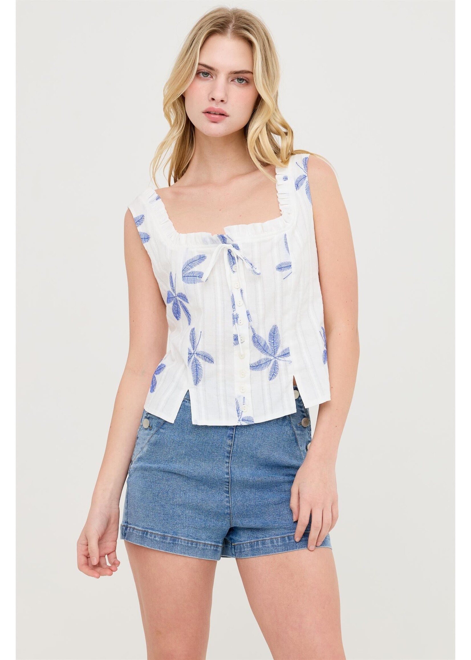 HYFVE Sleeveless Square Neck Ruffle Top - HF26A484