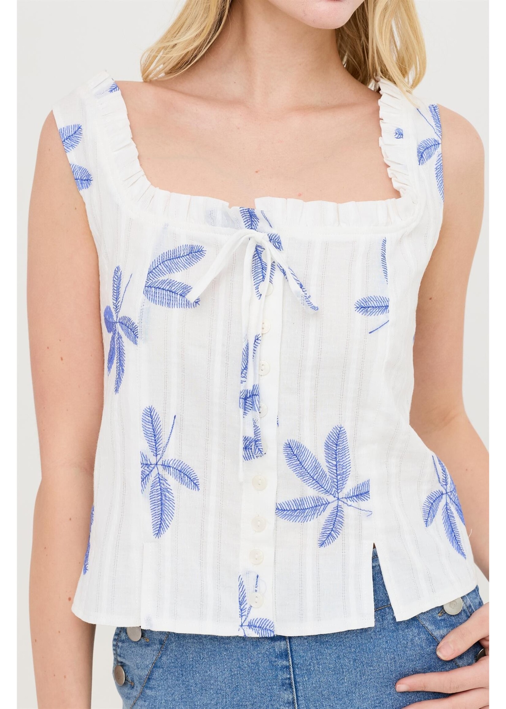 HYFVE Sleeveless Square Neck Ruffle Top - HF26A484