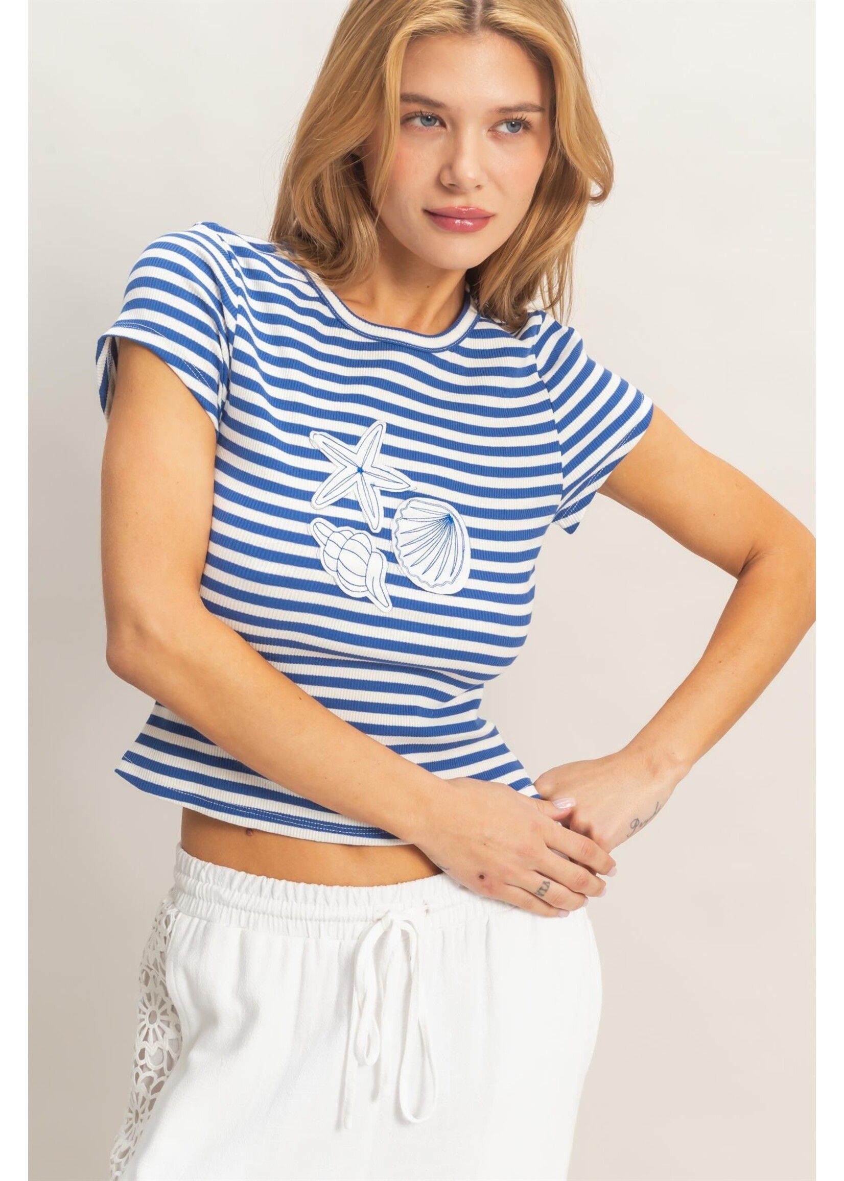HYFVE Striped Embroidered Patch Top - HF26C225