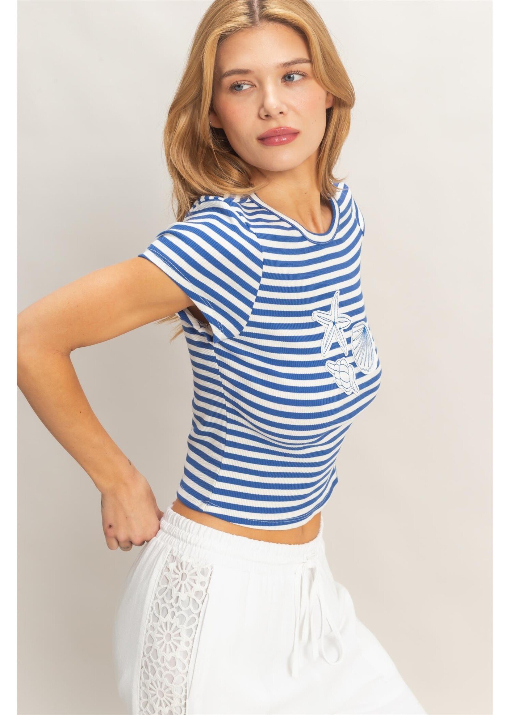 HYFVE Striped Embroidered Patch Top - HF26C225