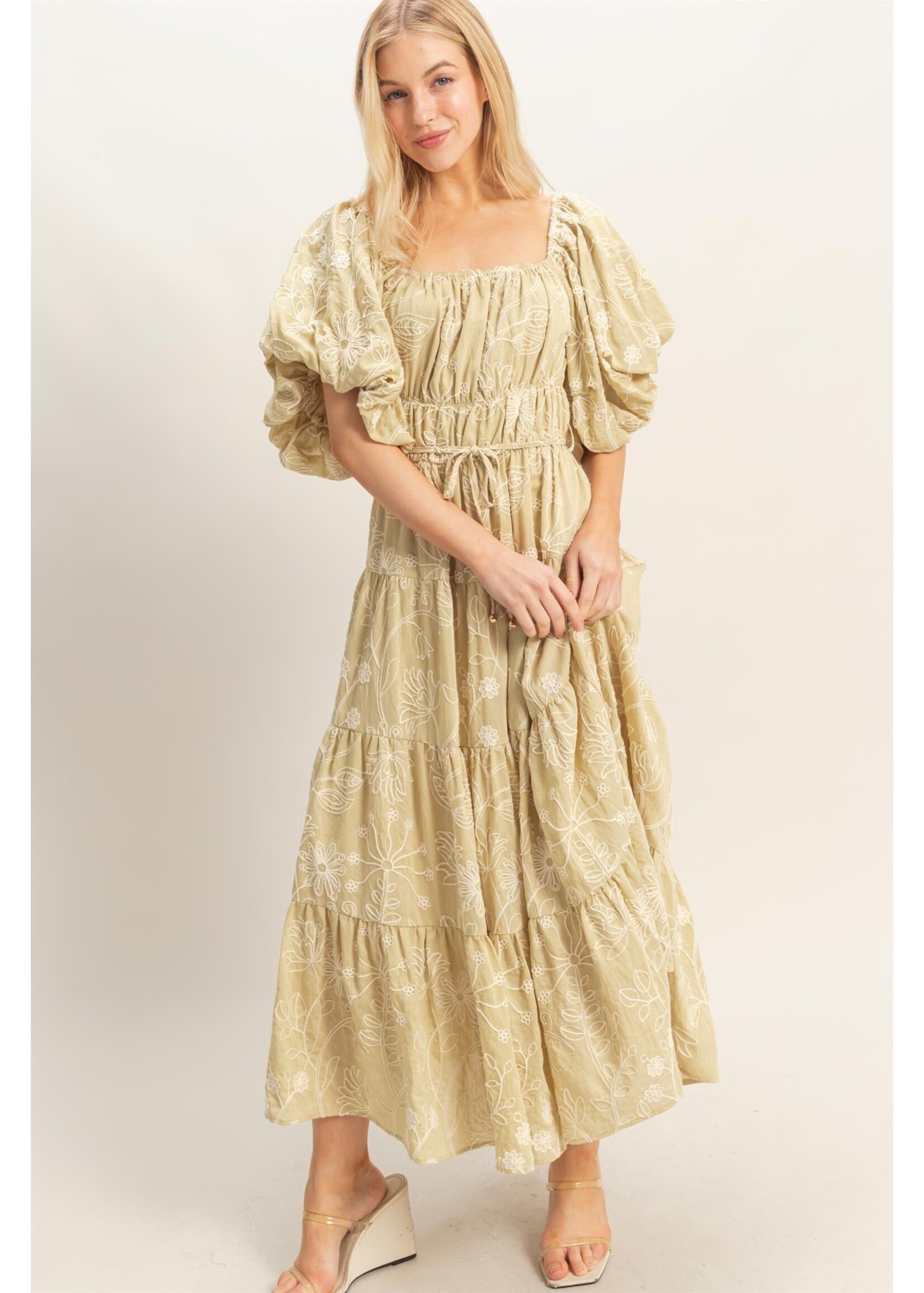 HYFVE Floral Puff Sleeve Midi Dress - HF26C777-D